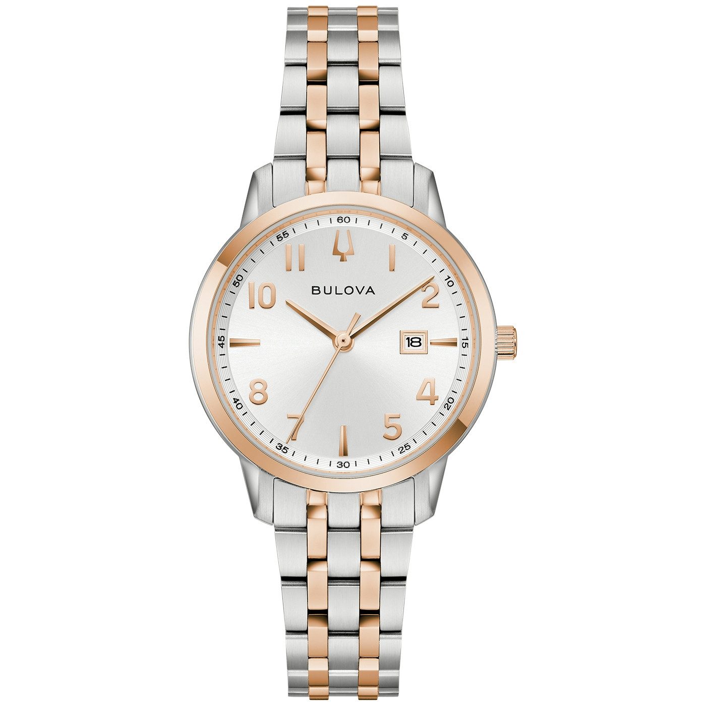 Bulova Quarzuhr Sutton 98M140, Armbanduhr, Damenuhr, Edelstahlarmband, analog, Datum