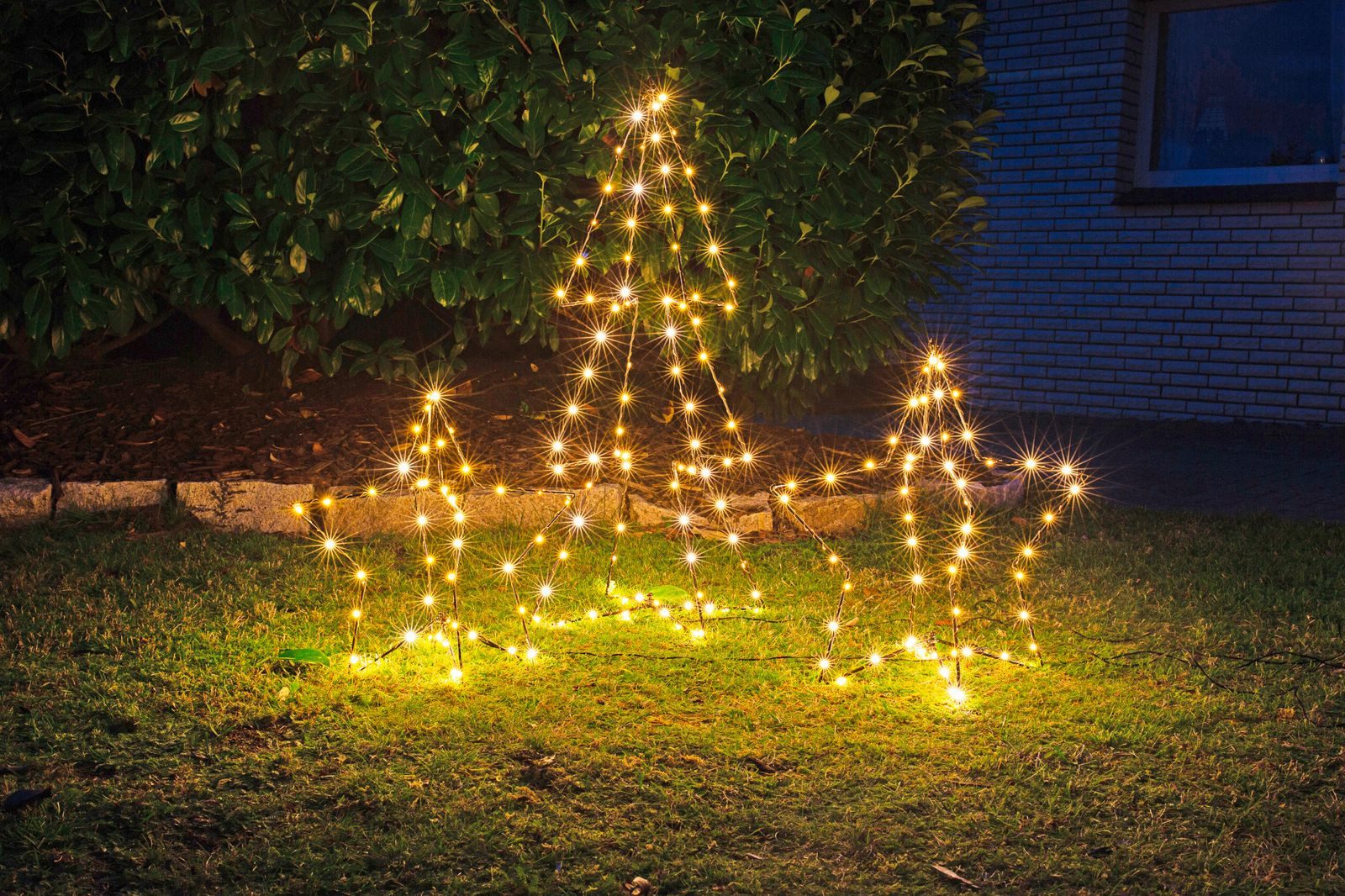 BURI LED Baum 3D LED-Weihnachtsstern H51cm schwarz Leuchtstern Drahtstern Weihnachts