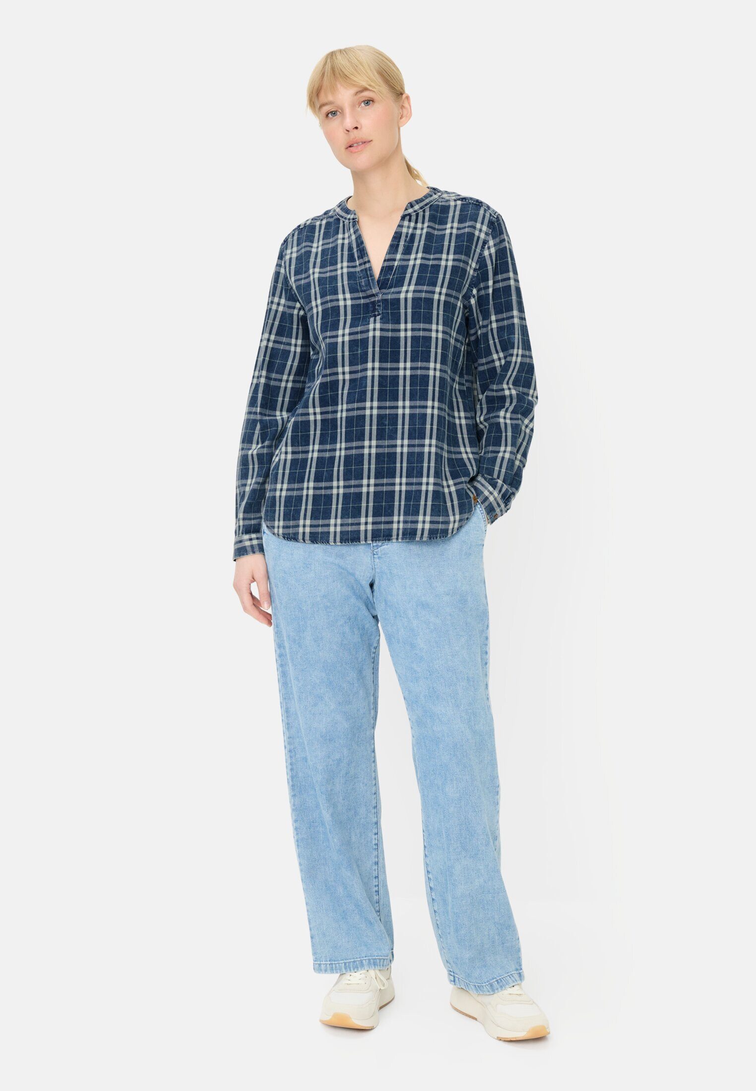 camel active Hemdbluse Karobluse aus reiner Baumwolle Langarm kariert