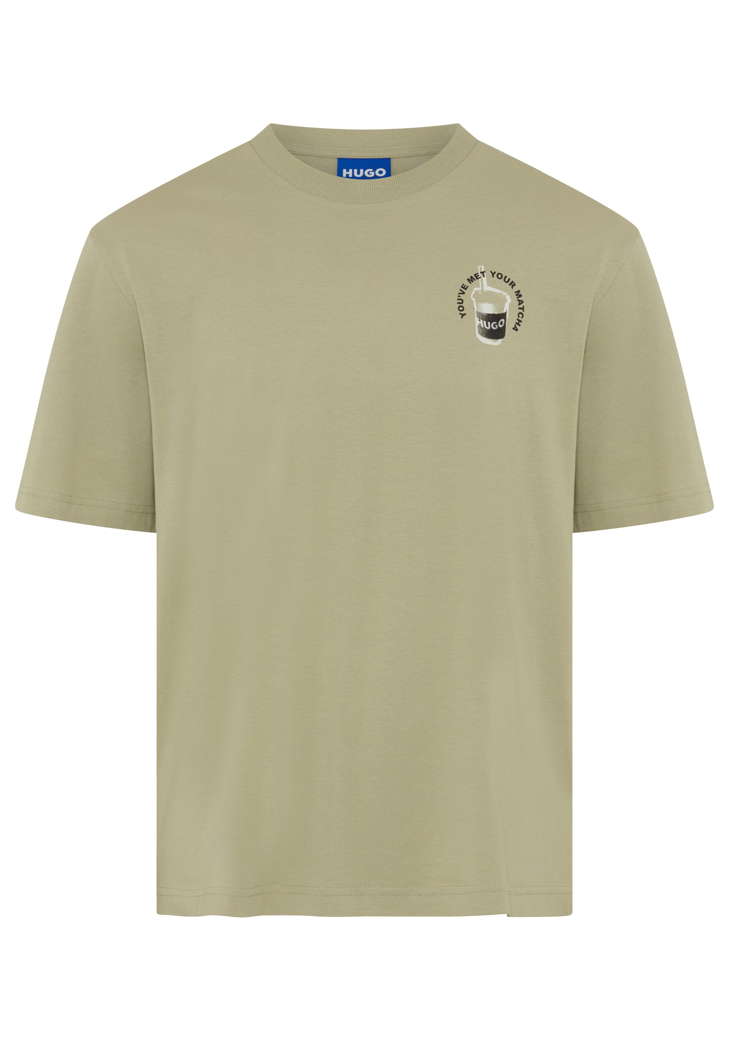 HUGO T-Shirt Nurobos Rundhalsausschnitt, Regular Fit, Rückendruck
