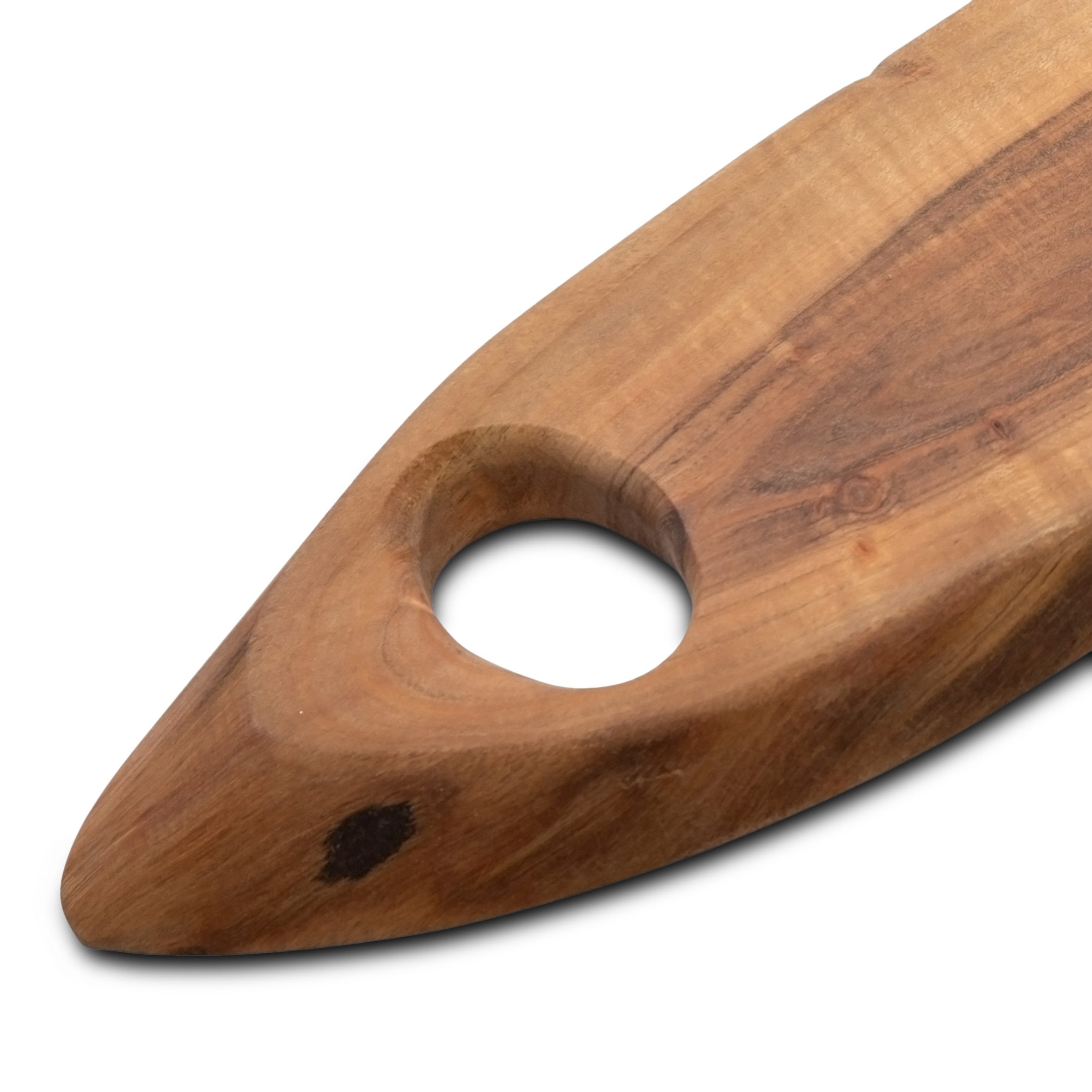 Spetebo Tablett Akazien Baumscheibe Tablett lebensmittelecht - 60 x 22 cm, Akazienholz, (Stück, 1-tlg., Deko Tablett), Holz Servierbrett braun mit Griffloch