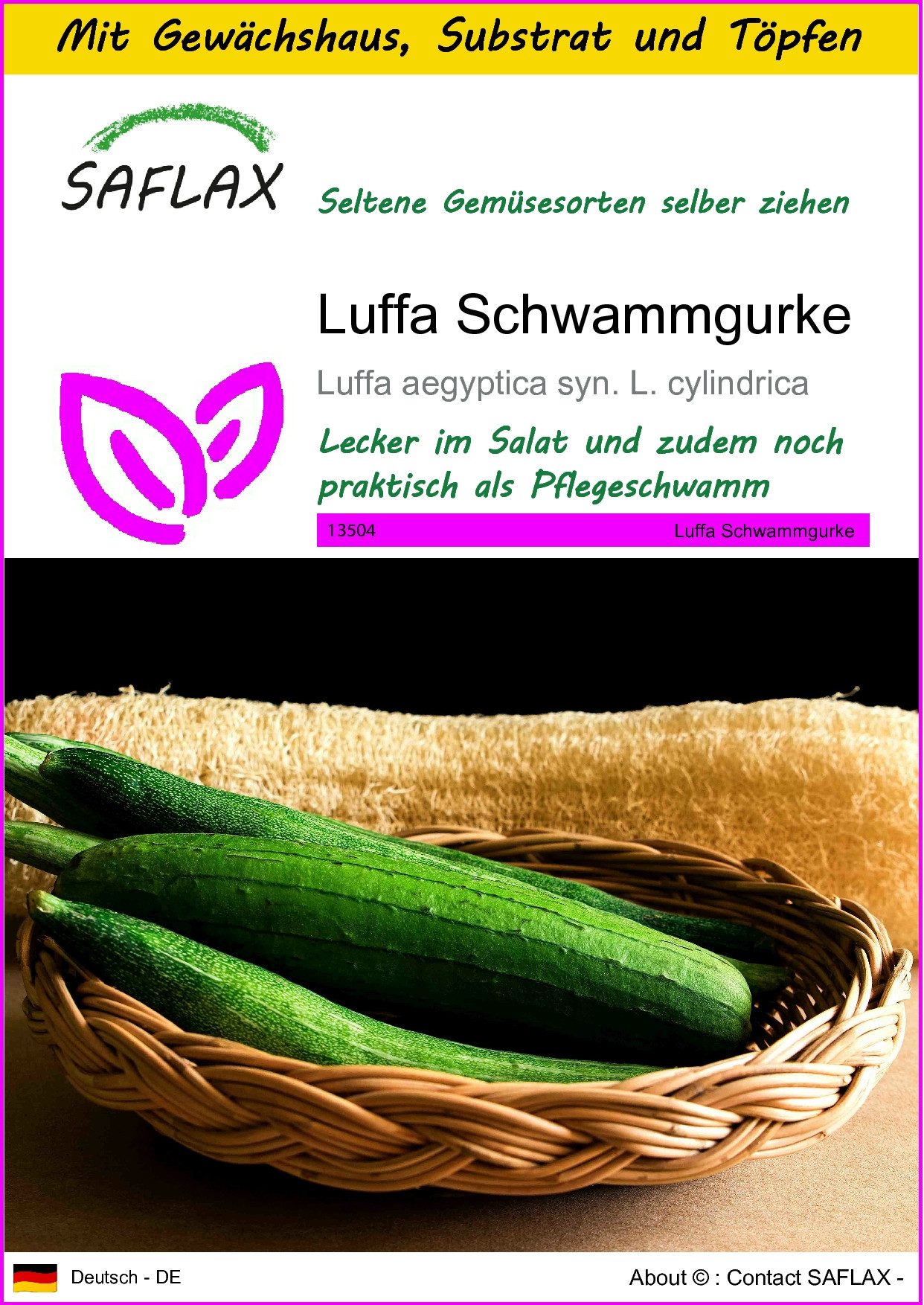SAFLAX Gemüsesamen SAFLAX - Anzuchtset - Luffa Schwammgurke