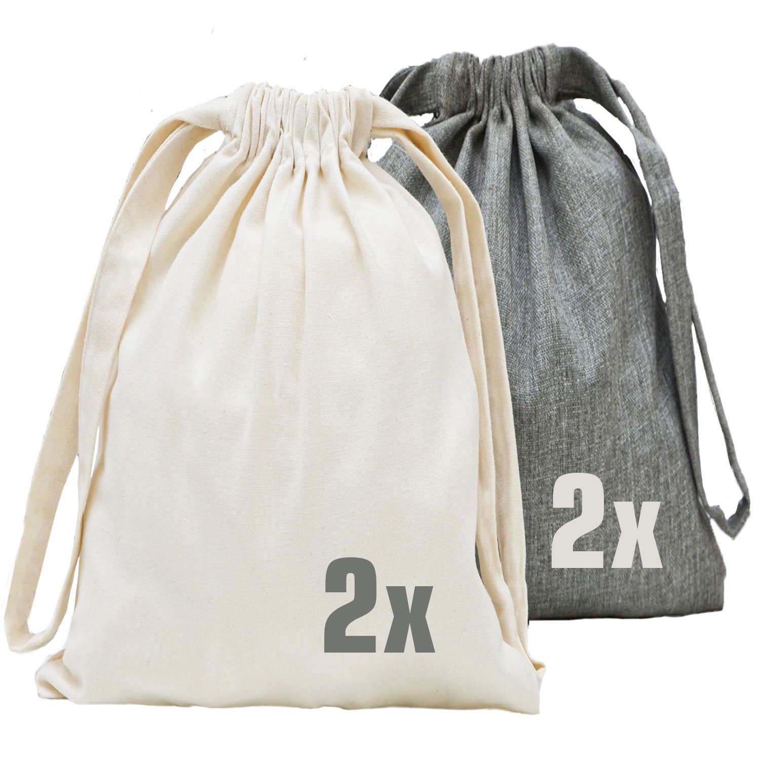 DuneDesign Einkaufskorb 4er Set Reise Packbeutel 32 x 32 cm Leinen Look mit günstig online kaufen