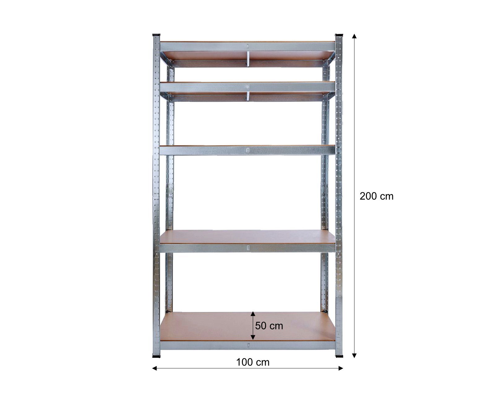 HAGO Ablageregal Schwerlast-Steckregal Metall verzinkt, Stecksystem 200 x  100 x 50 cm