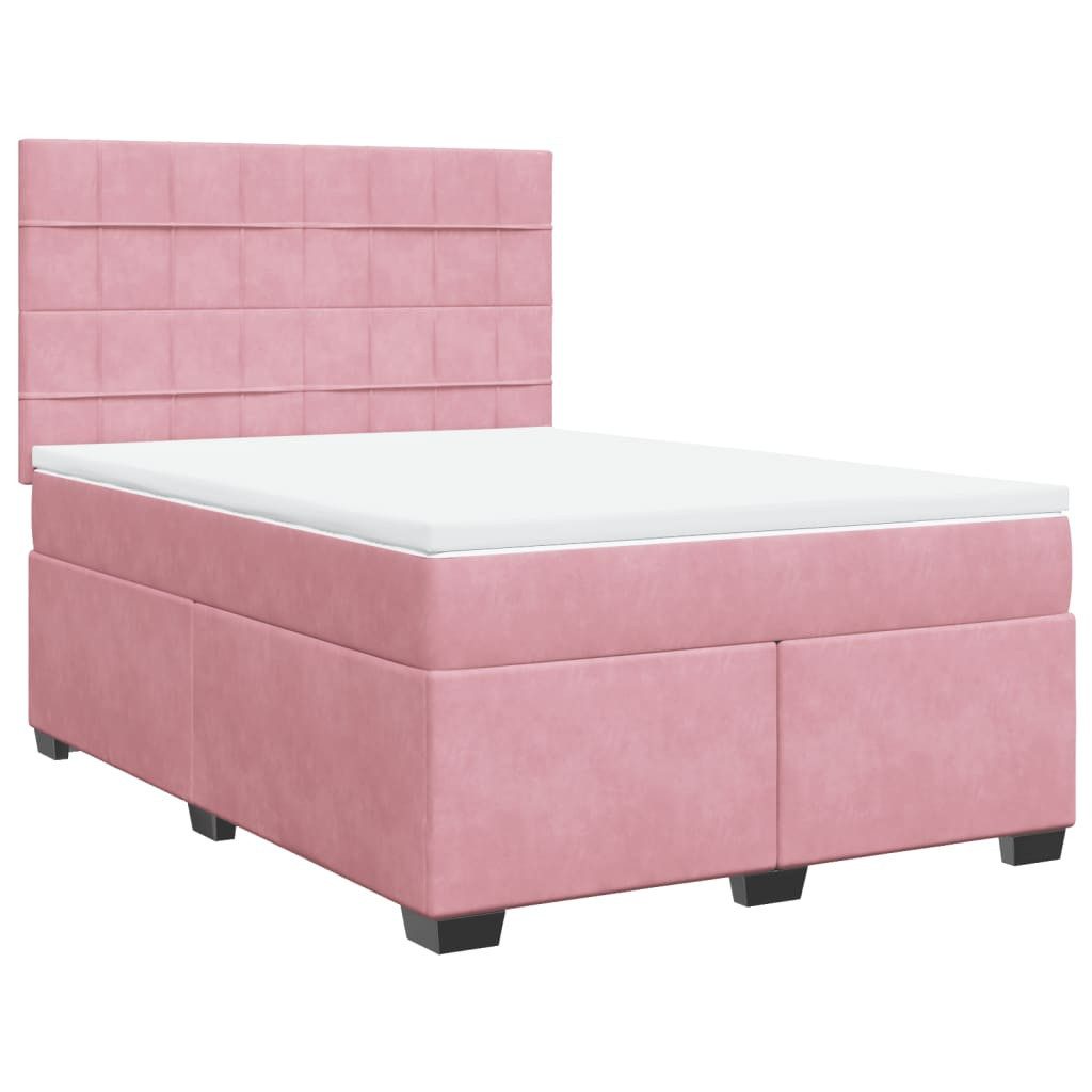 vidaXL Bett Boxspringbett mit Matratze Rosa 140x200 cm Samt