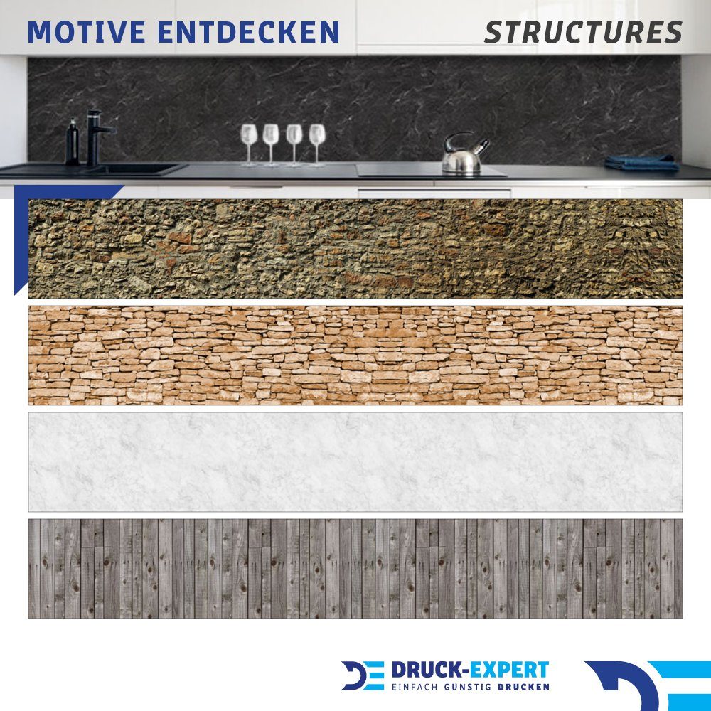 DRUCK-EXPERT Küchenrückwand Küchenrückwand Holz mm selbstklebend Premium Panele Hart-PVC 0,4