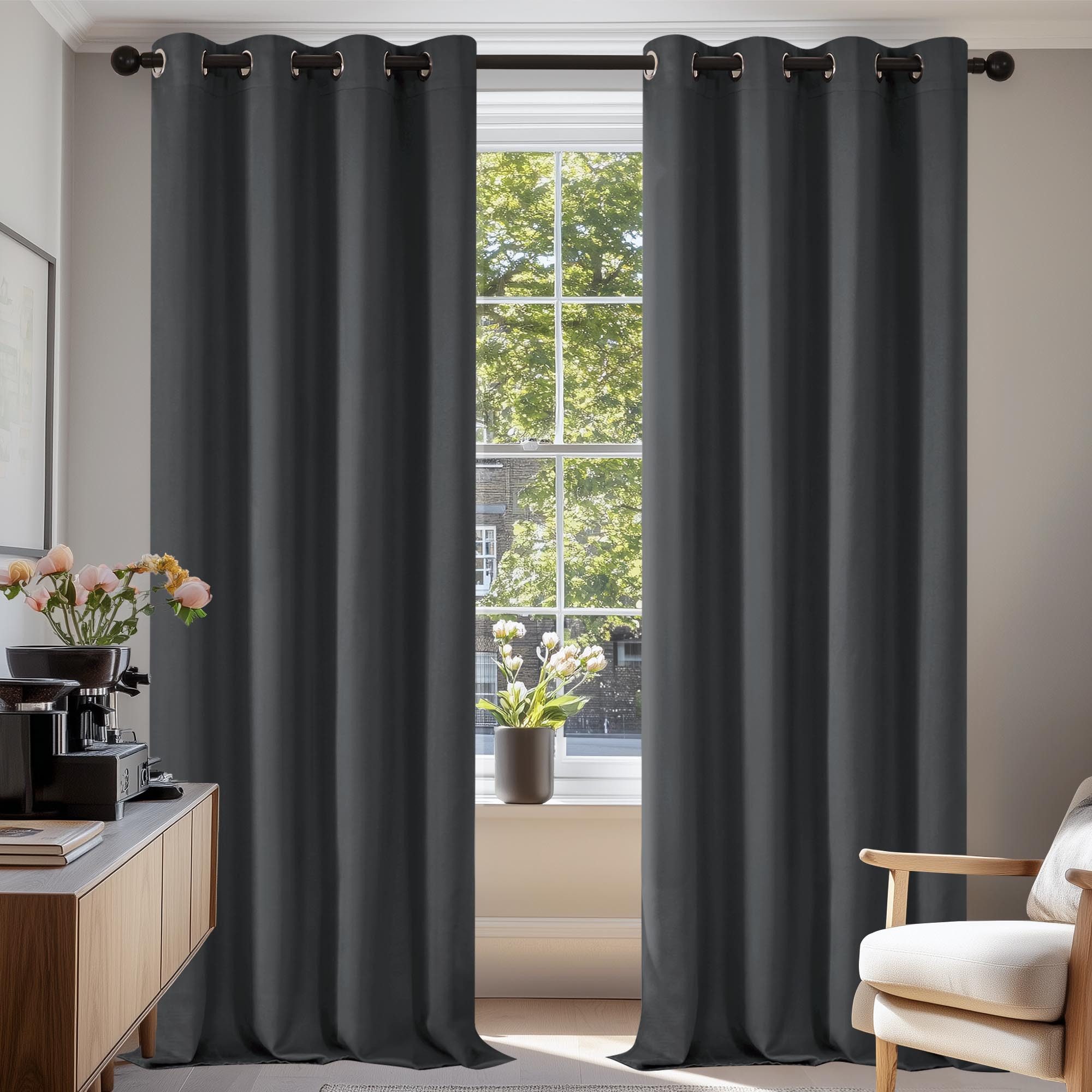 CozyRest Kinder Vorhänge – Handgemaltes Elster & Blumen Design, Blickdicht, 230x117 Cm Pro Panel