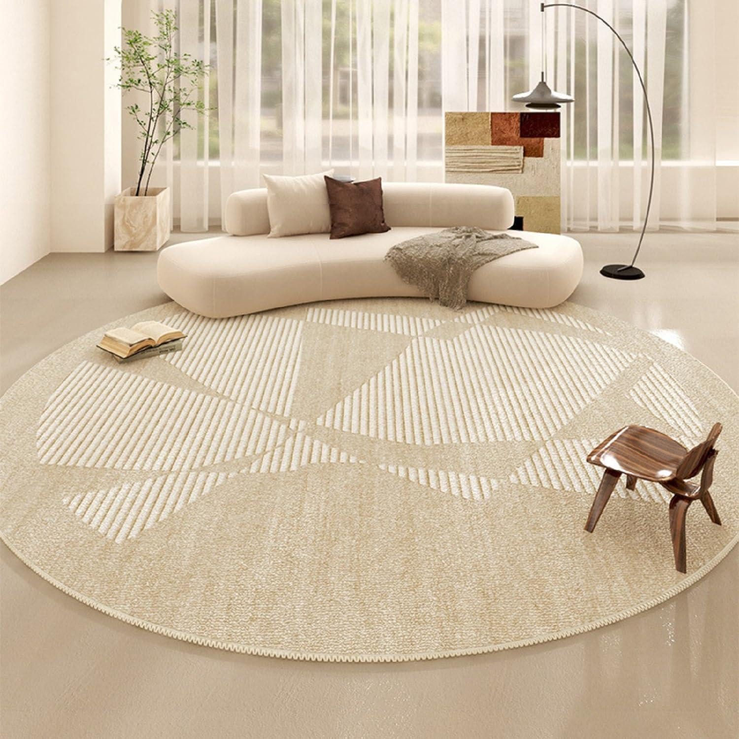 LuxusKollektion Outdoorteppich Runder Teppich Creme Beige 180cm, rund, Höhe: 10 mm