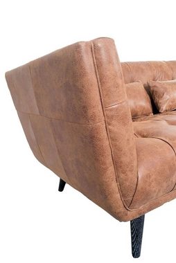 moebelfaktor 3-Sitzer Summerfield 3D Honey-Brown, Vintage-Look, Rindsleder, komplett montiert, Kaltschaum Polsterung