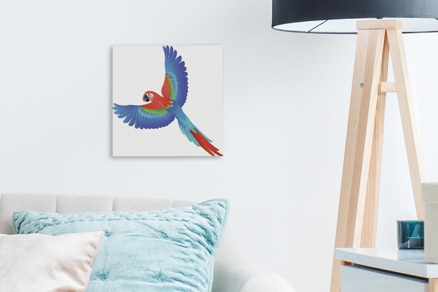 (1 St), eines Illustration bunten für Schlafzimmer OneMillionCanvasses® Wohnzimmer Leinwand Leinwandbild Eine Papageis, Bilder