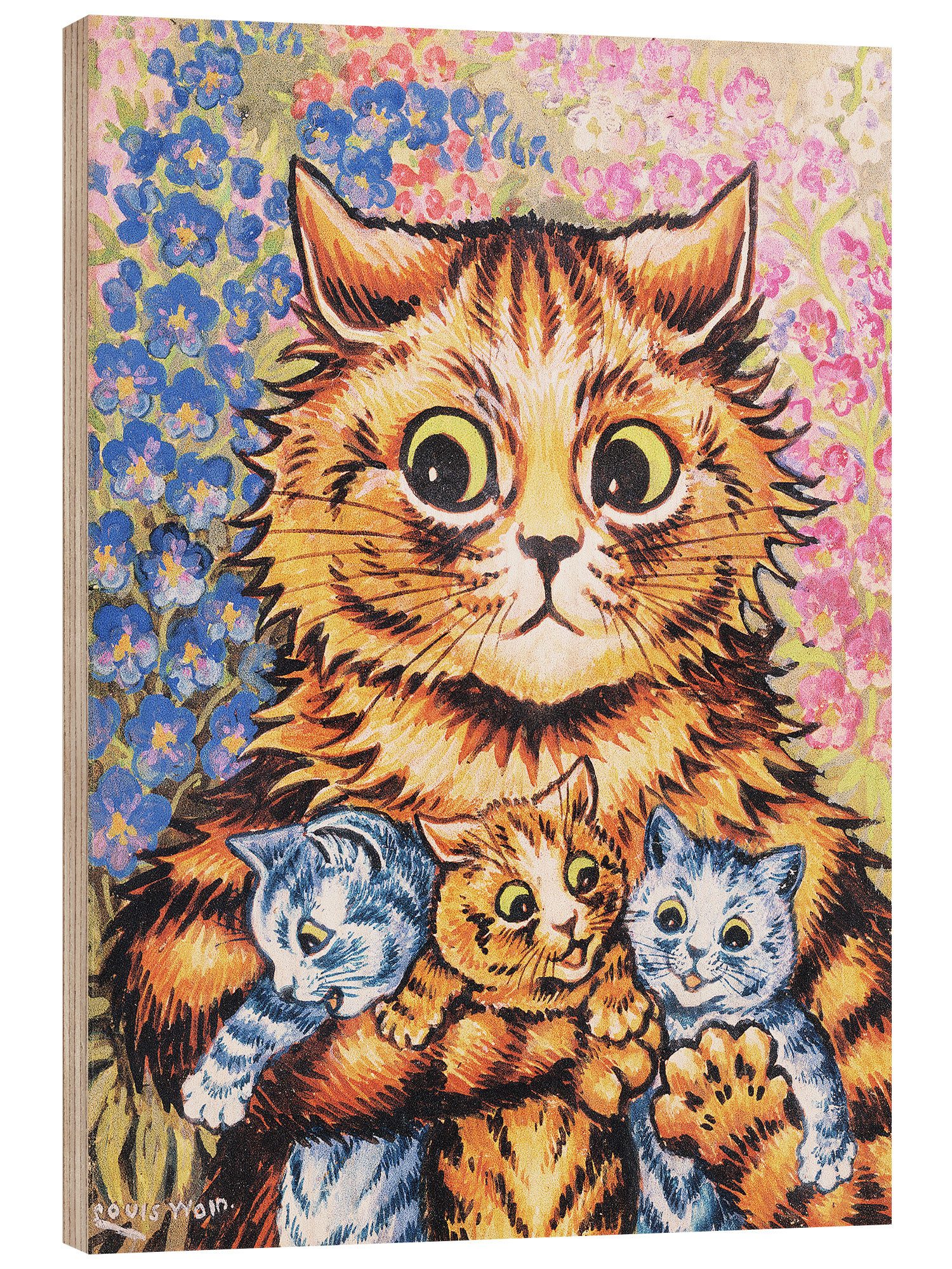Posterlounge Wandbild Eine Katze mit ihren Kätzchen, Louis Wain, erhältlich als Poster, Leinwandbild, Wandsticker oder Acrylglasbild