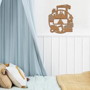 Namofactur LED Nachtlicht Baustelle Nachtlicht Kinder Wandlampe Kinderzimmer I MDF Holz, LED fest integriert, Warmweiß