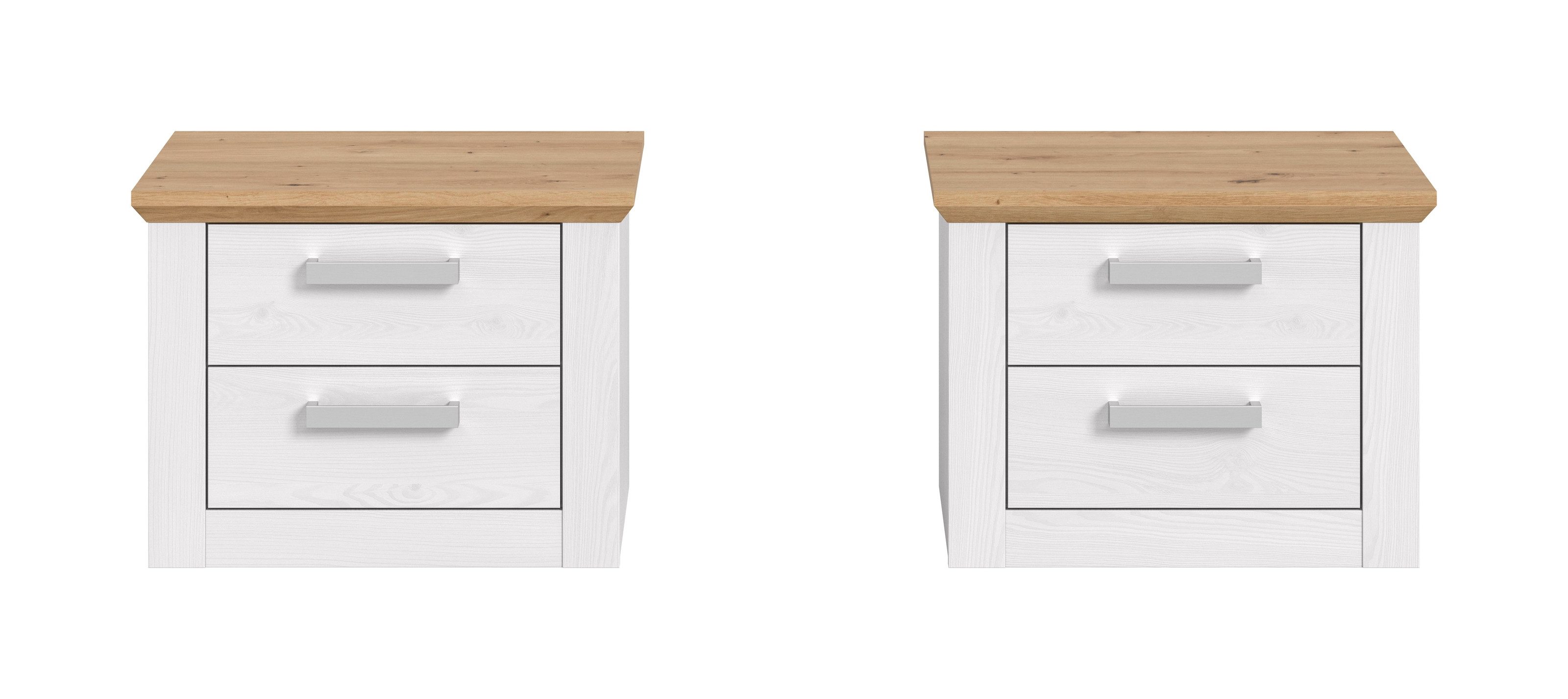 freiraum Nachtkommode Verona, 2er Set in Sibiu Lärche, Spannplatte/MDF - 56x43x39cm (BxHxT)
