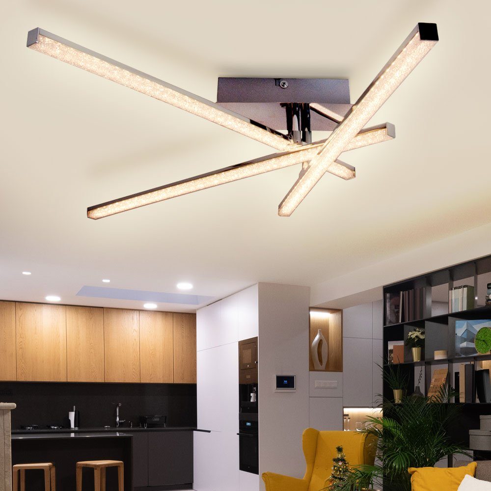 JUST LIGHT LED Deckenleuchte, LED-Leuchtmittel fest verbaut, Warmweiß, Deckenleuchte Deckenlampe Designleuchte Spots beweglich Kristall