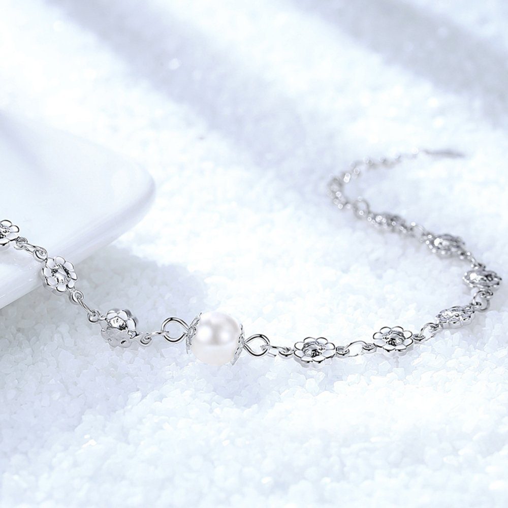 Lubgitsr Armband Perlenarmband S für Sterling Frauen 925 Perlen Perlenarmbänder Silber (1-tlg)