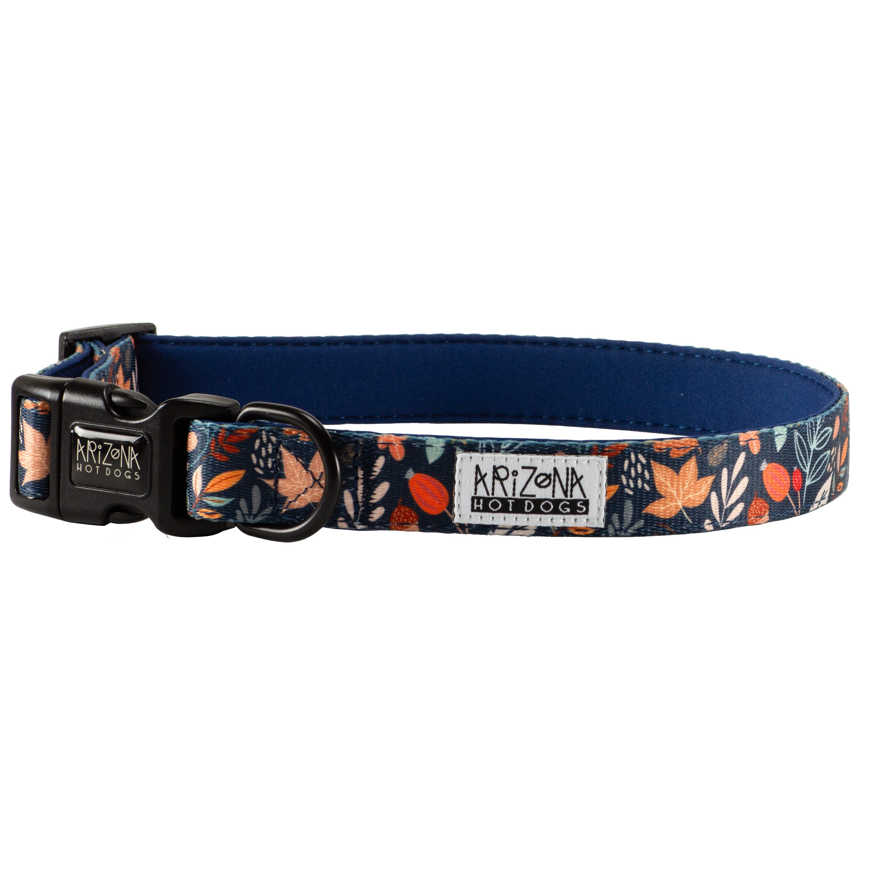 Hunde-Halsband Nylon & Neopren, Arizona Hotdogs Fall in Love Blattmuster, M