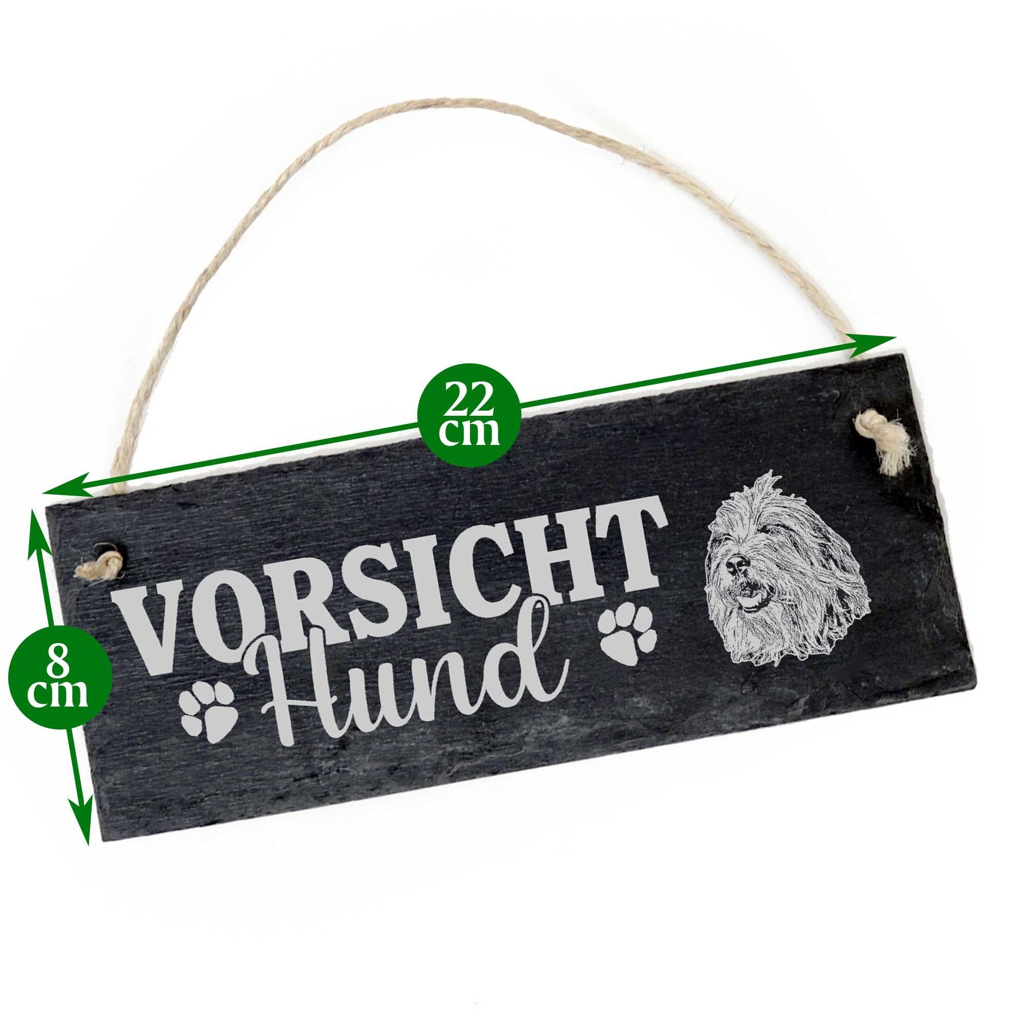 Hängedekoration Schild Hund Hirtenhund Dekolando Bergamasker Vorsicht 22x8cm