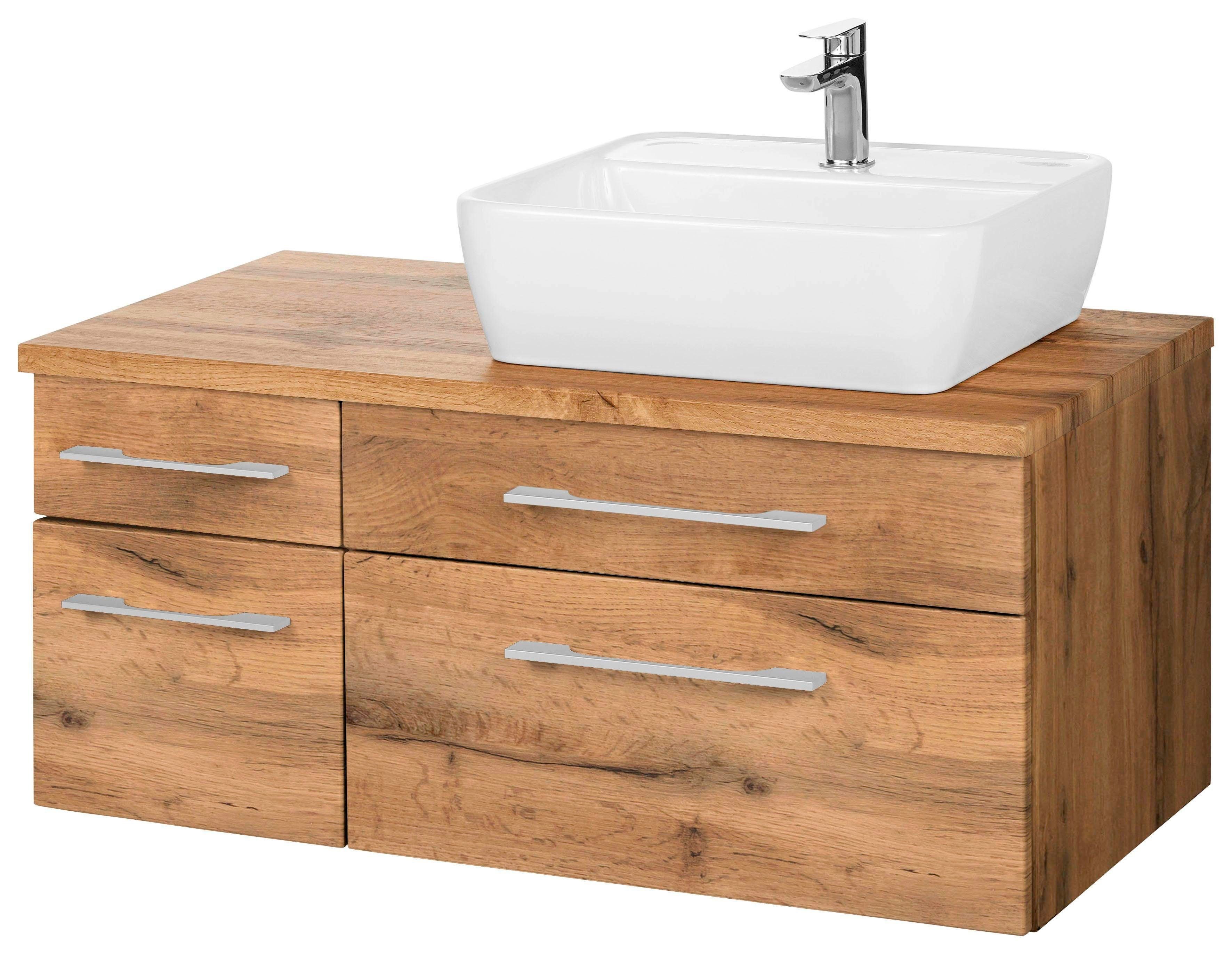 welltime Waschbeckenunterschrank Davos Badmöbel, Waschtisch inkl. Waschbecken, Breite 90 cm