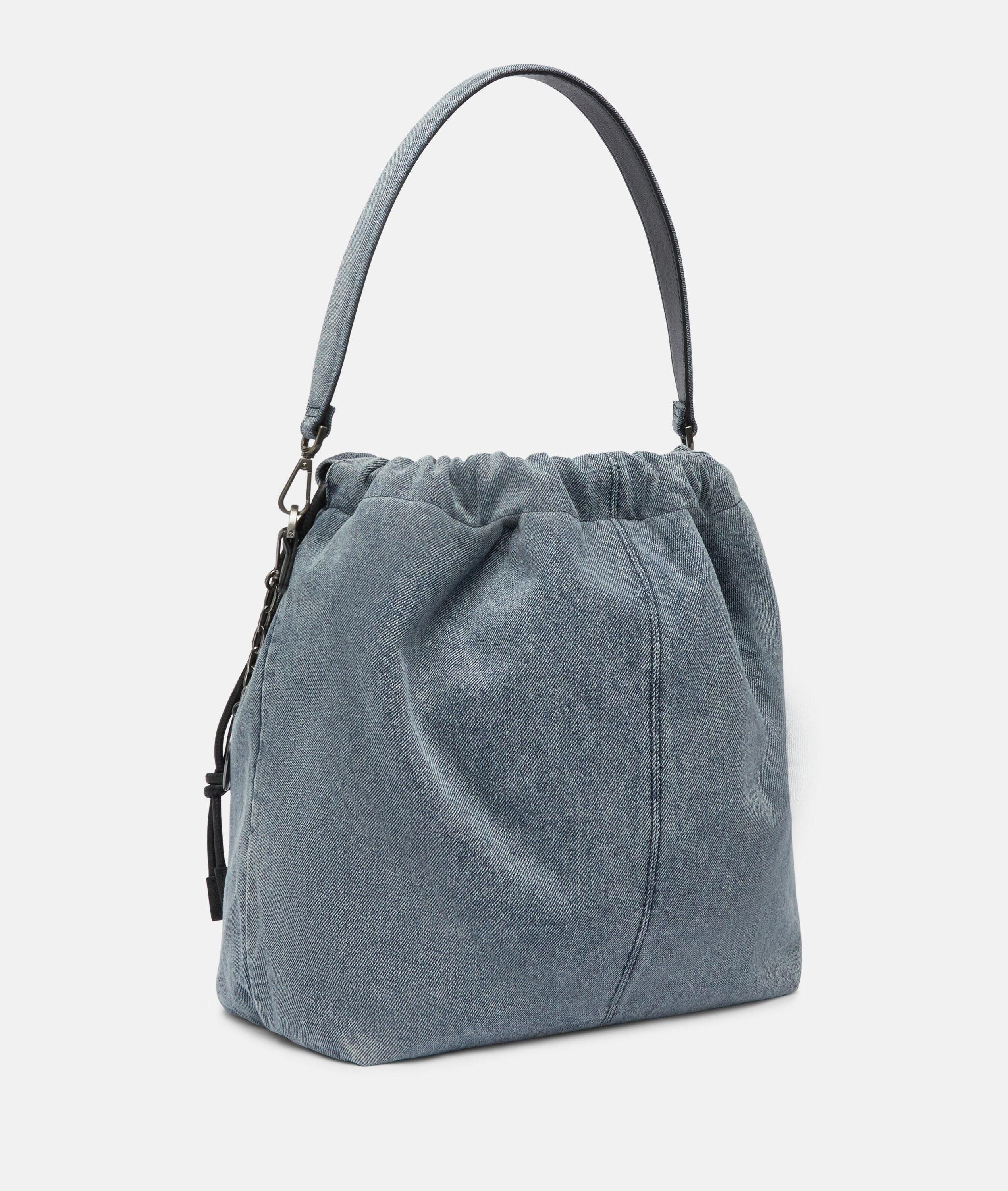 Liebeskind Berlin Schultertasche Denim Lya II Hobo M, Geräumige Beuteltasche aus Denim