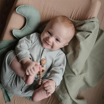 Mushie Schnuffeltuch Moon Lovey, Babytuch Babyaccessoire Babyspielzeug Musselin Grün