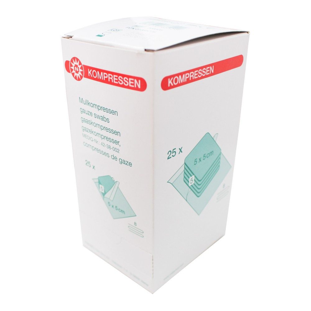 Nobamed Wundpflaster Mullkompressen steril, 8-fach, à 5 (25 St., 25 Sterilpacks à 5 Stk)