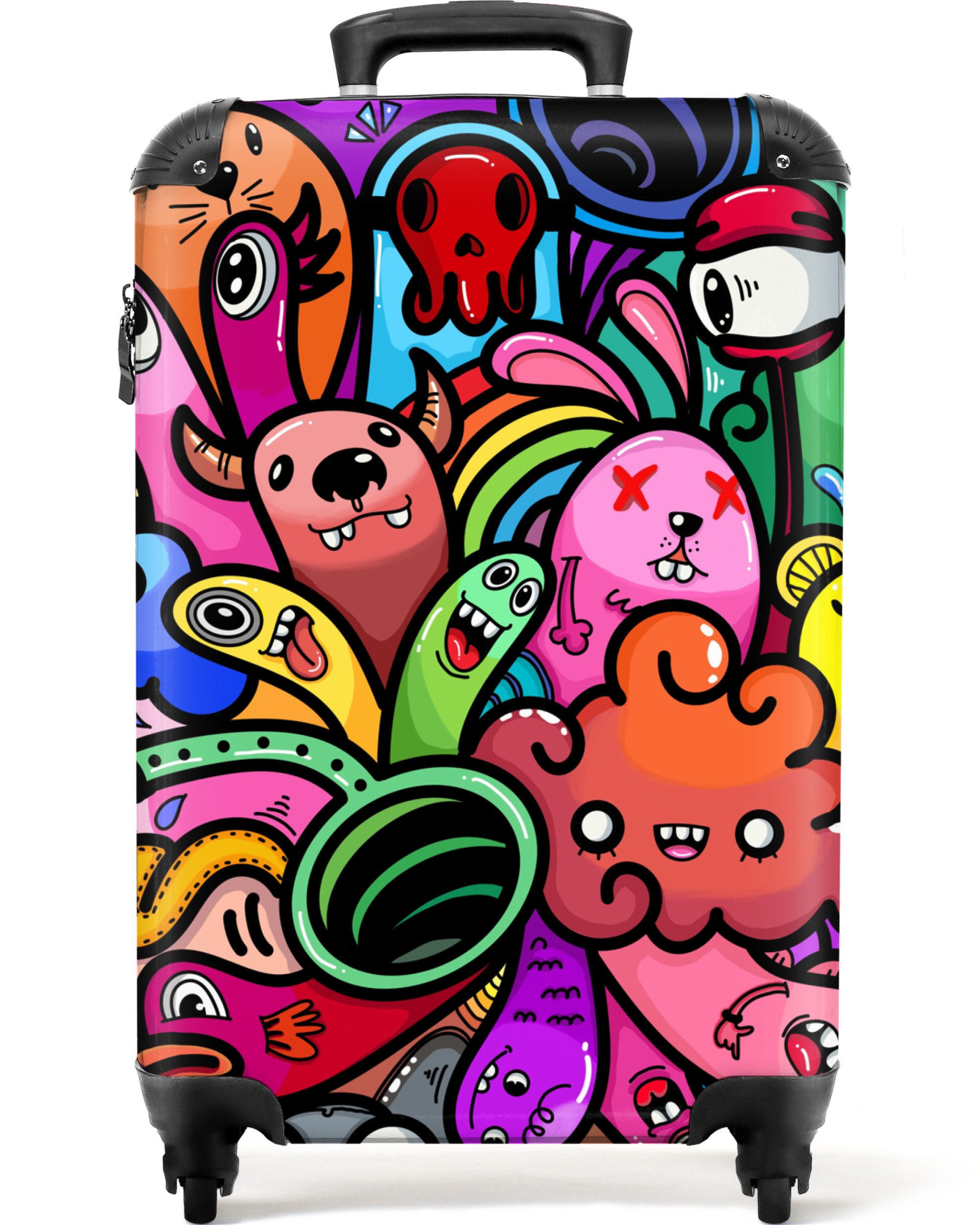 NoBoringSuitcases.com© Kinderkoffer Design - Monster - Regenbogen - Lustig - Mädchen - Jungen 55x35x20cm, Kinder Koffer Klein, Trolley Handgepäck, Reisekoffer
