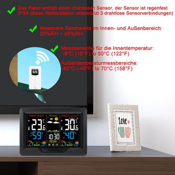 Fangqi Wetterstation Farbdisplay Digitaluhr Barometer Thermometer Hygrometer Wetterstation (Außensensor mit Trend Mehltaurisiko)