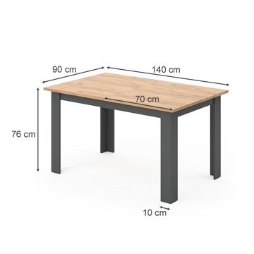 Vicco Esstisch Esszimmertisch Küchentisch KARLOS 140cm Anthrazit / Goldkraft