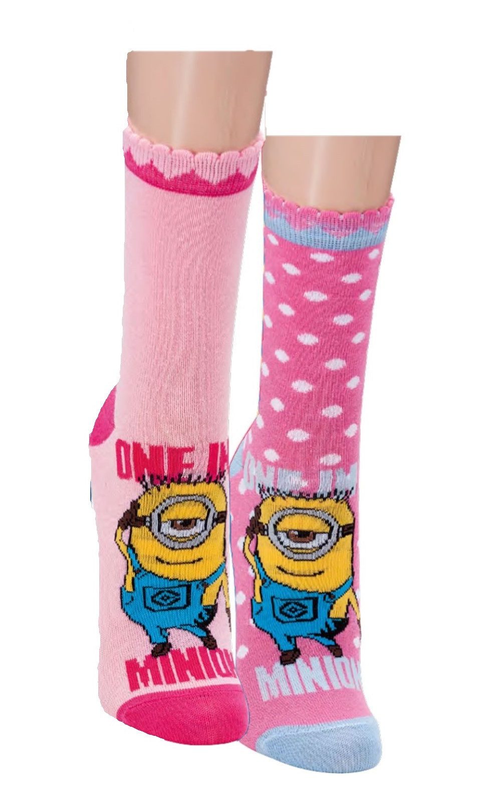 TippTexx 24 Socken 4 Paar Minions Kindersocken für Mädchen, Kids Ankle Socks