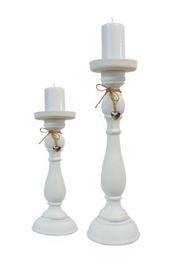 elbmöbel Kerzenständer Kerzenständer Herz weiß, Kerzenständer: weiß 12x37x12 cm klassisch Landhausstil