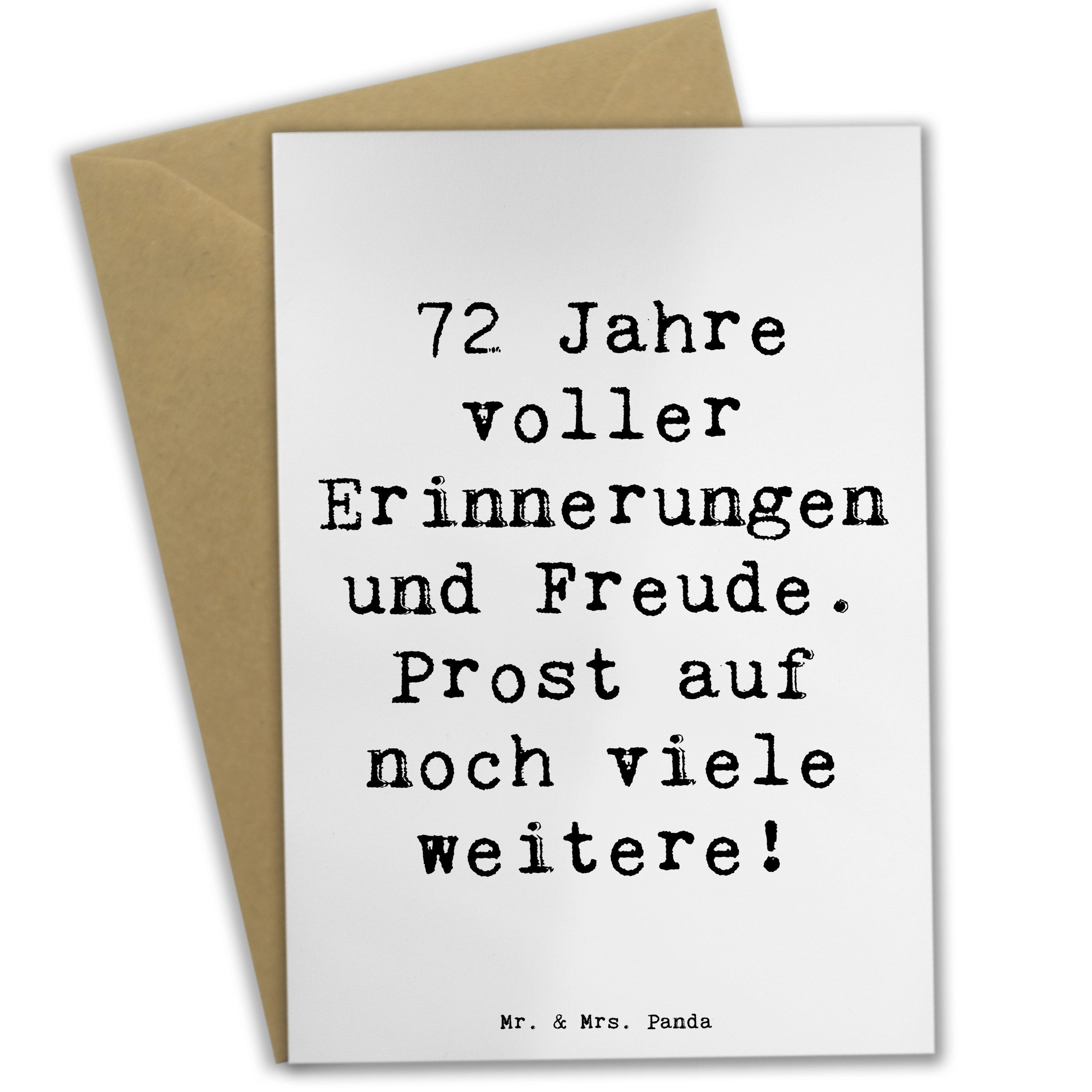Grußkarte Spruch 72. Geburtstag Glückwünsche - Weiß - Geschenk, Erinnerungen, A