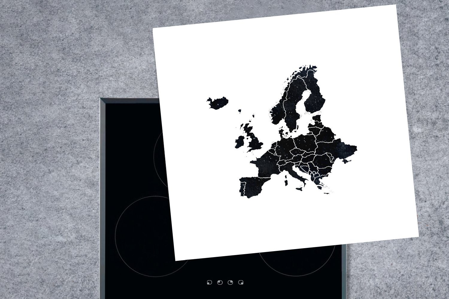 (1 Schwarz Herdblende-/Abdeckplatte weiß, - Ceranfeldabdeckung, küche cm, tlg), für Europa-Karte Arbeitsplatte 78x78 und MuchoWow Vinyl,