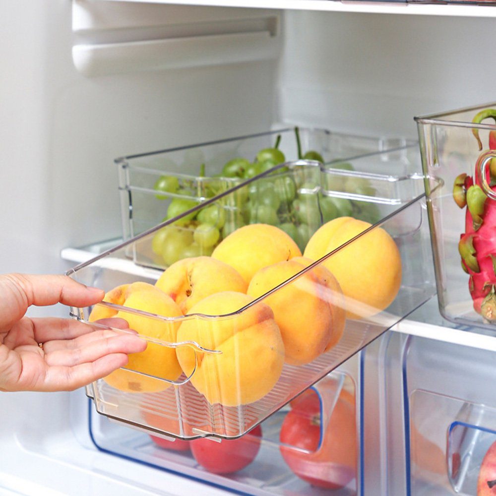 PFCTART Korbeinsatz Kühlschrank-Organizer, Küchen-Organizer, stapelbar, BPA-frei, 6 Stück, Zubehör für für Kühlschrank, Küche & Haushalt, Transparente Aufbewahrungsboxen aus PET