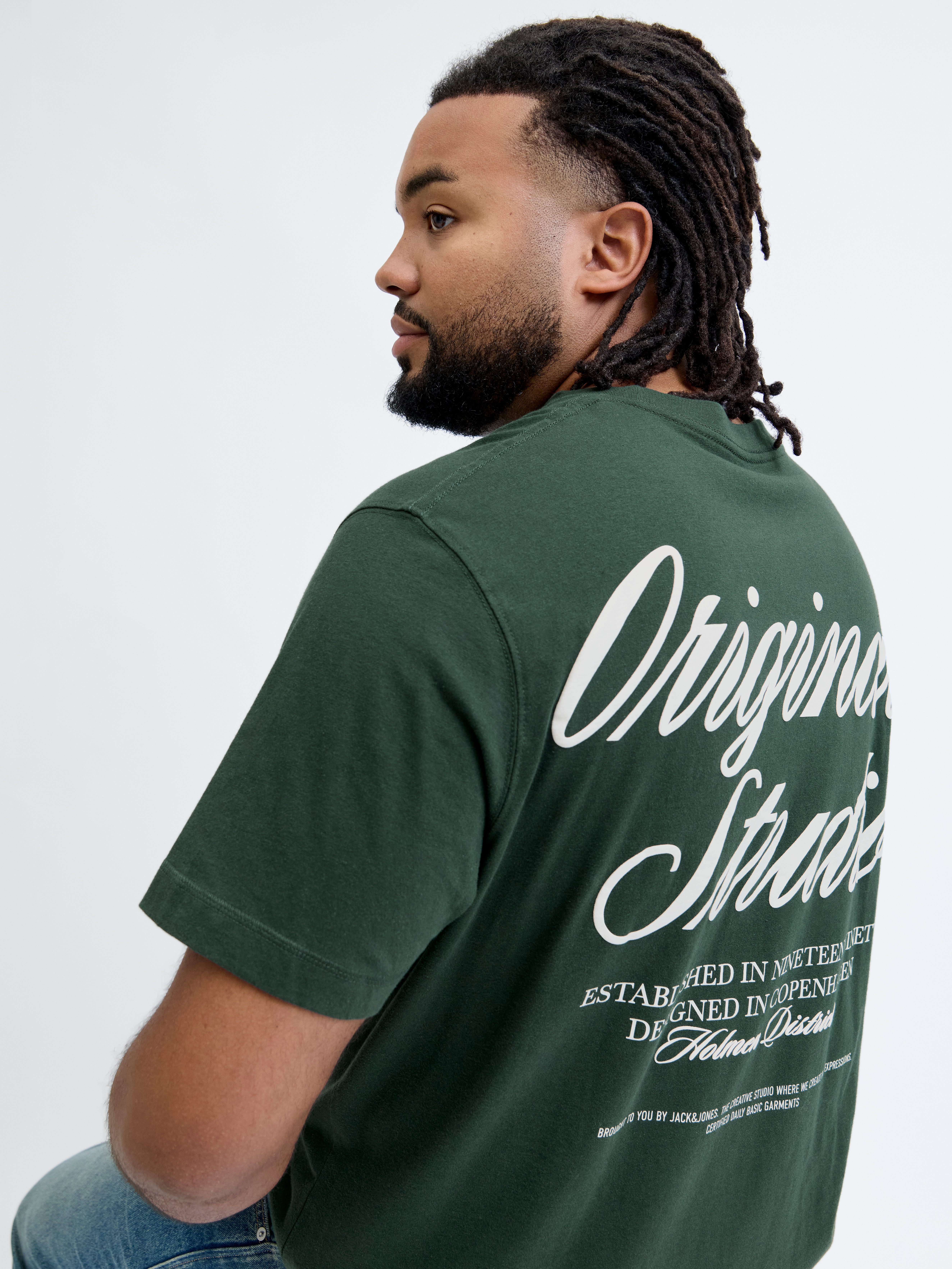 Jack & Jones PlusSize Kurzarmshirt JORNORREBRO TYPO TEE SS CREW NECK PLS mit Schriftzug