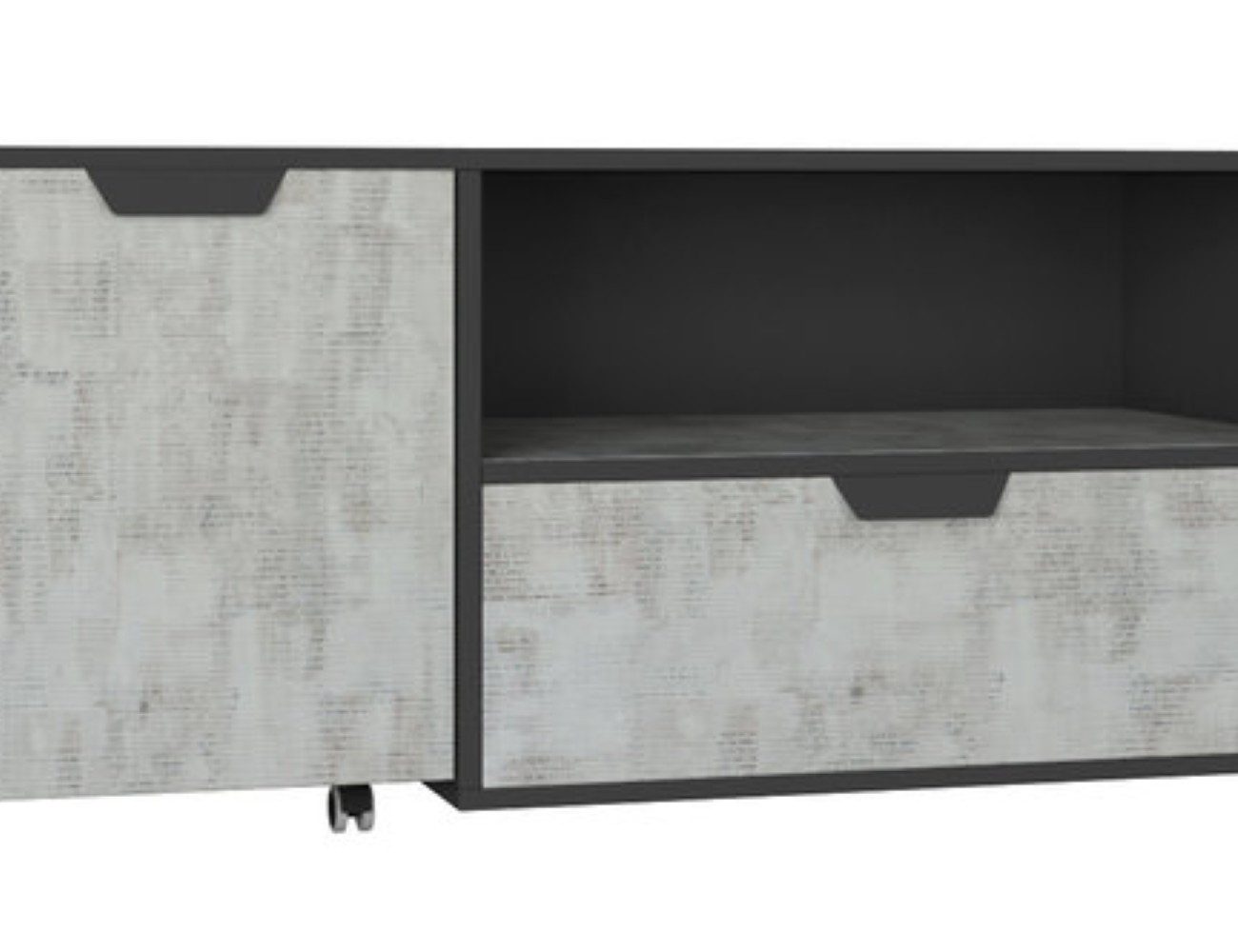 Masseno Lowboard CORTINA 120 cm TV-Schrank mit 2 Schubladen Graphitfarben