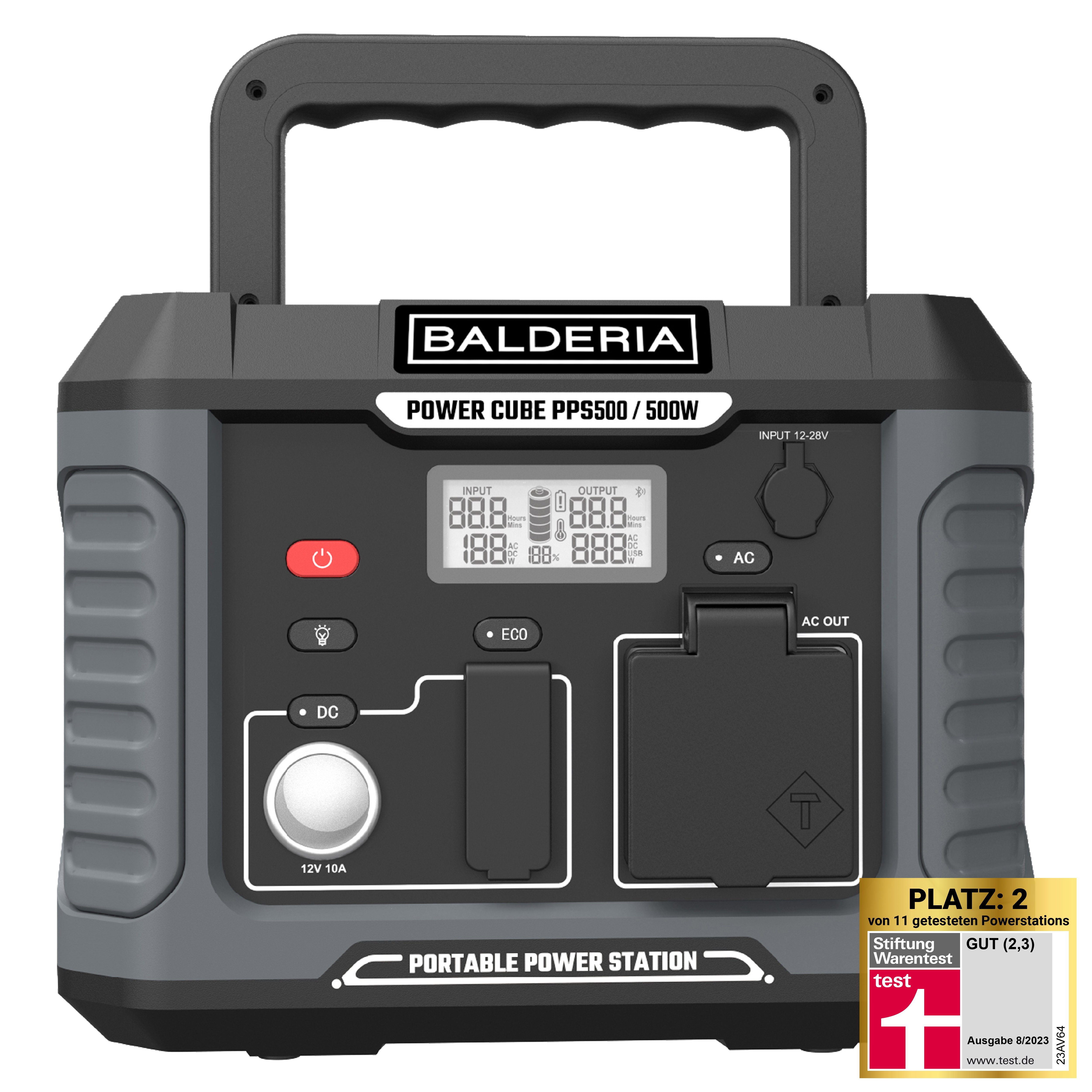 Balderia Stromerzeuger Powerstation Power Cube 500, (PPS500, 1-tlg), AC Ausgänge Solargenerator Tragbar Outdoor Camping Reisen