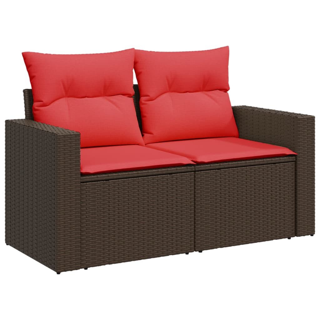 vidaXL Loungesofa Gartensofa mit Kissen 2-Sitzer Braun Poly Rattan