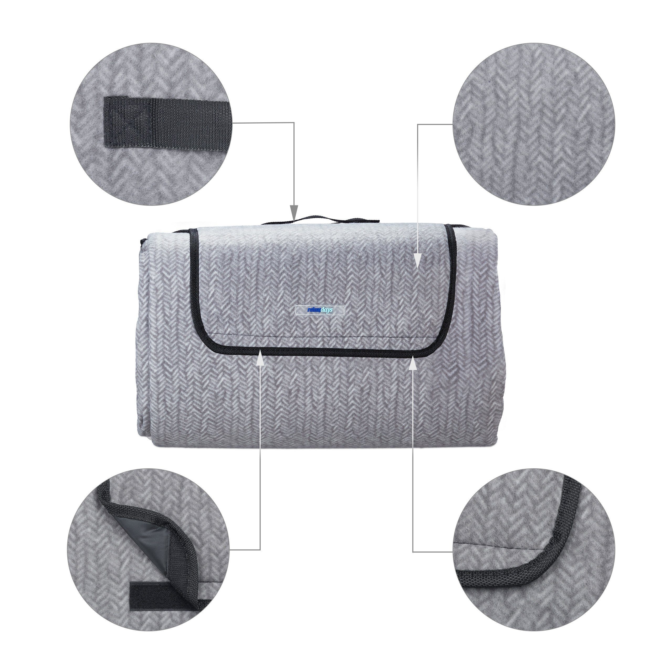 Picknickdecke XXL Picknickdecke 200x300 Fischgräte, relaxdays