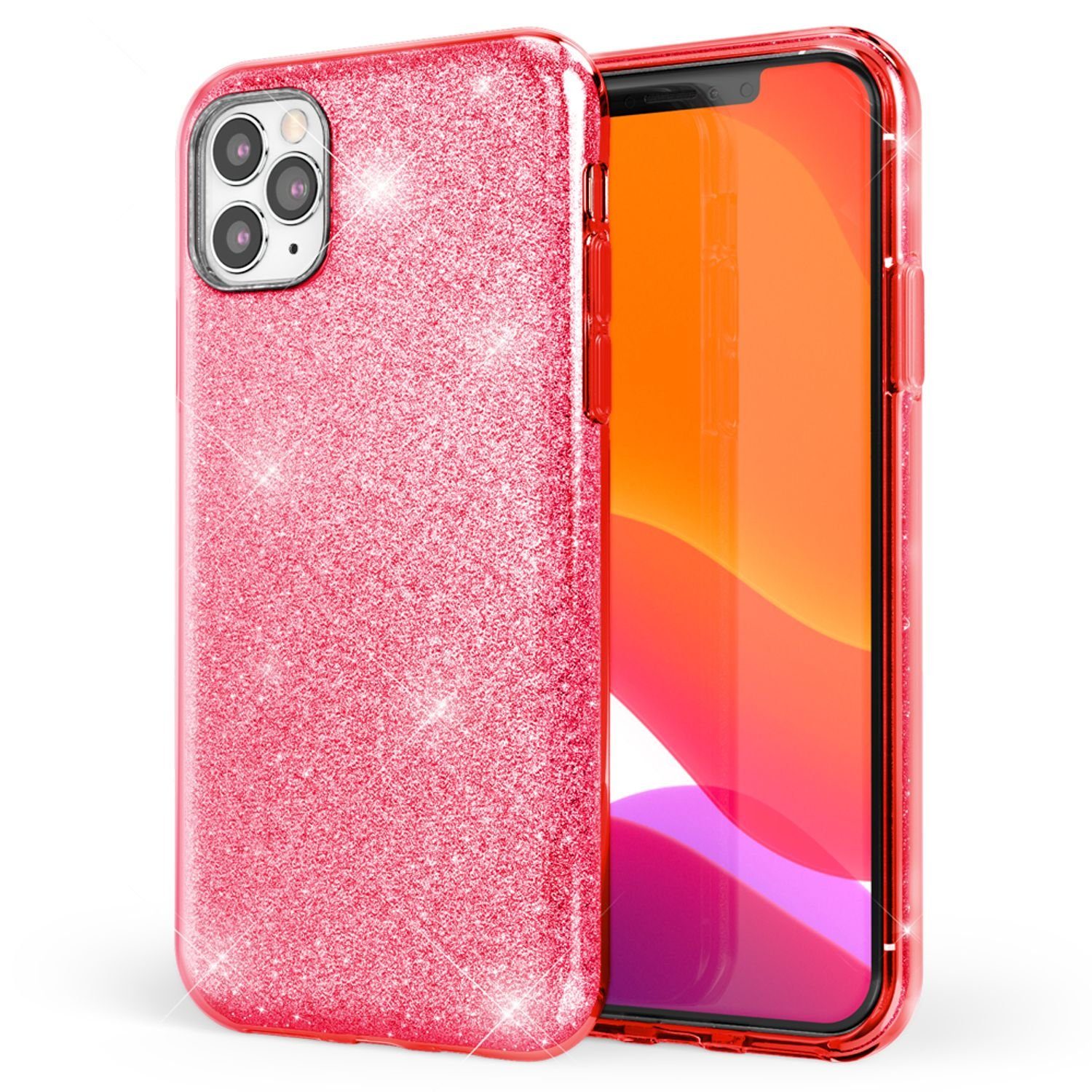 Nalia Smartphone-Hülle Apple iPhone 11 Pro Max 16,5 cm (6,5 Zoll), Glitzer Silikon Hülle / Glänzender Hybrid Schutz / Stoßfest & Robust
