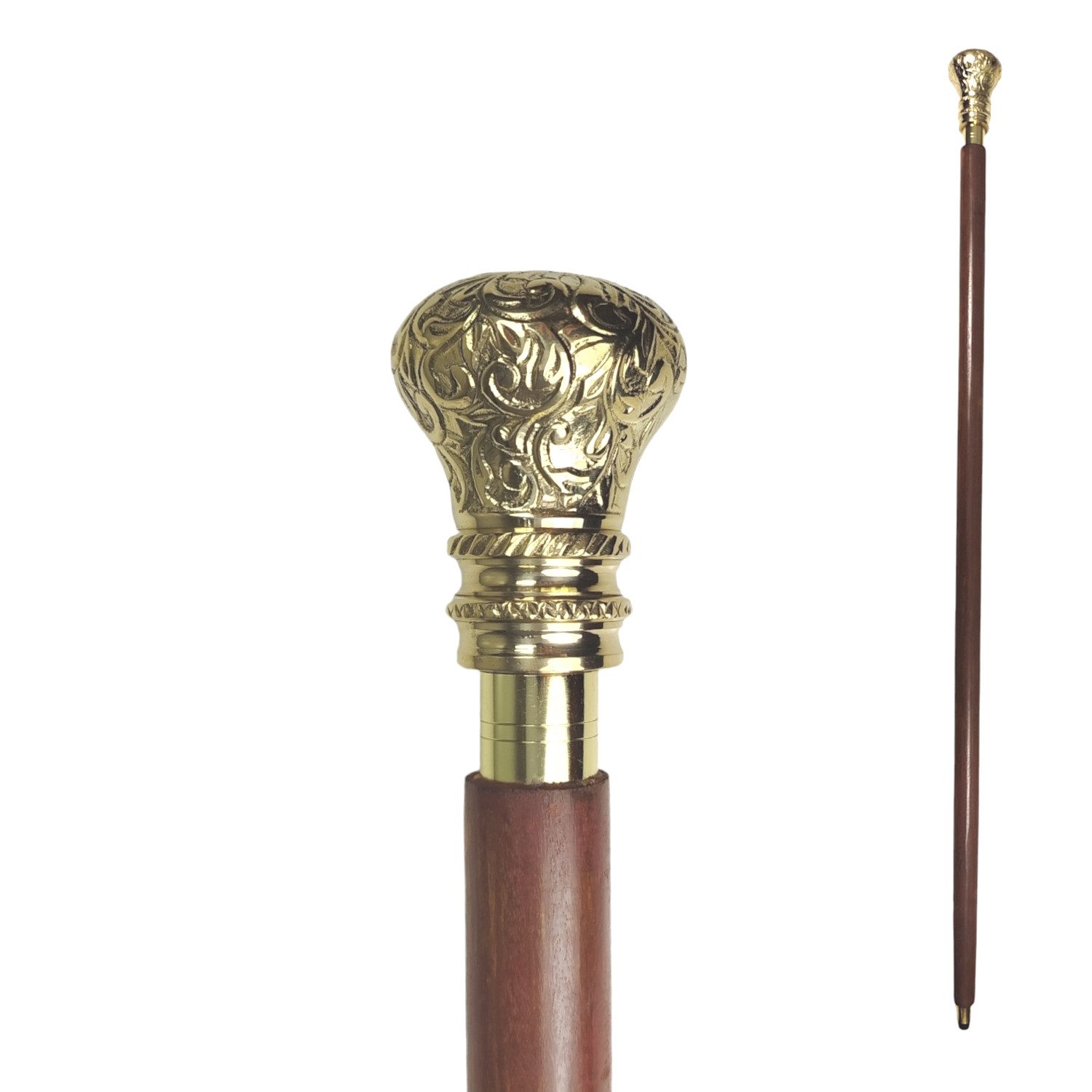 FTWdesign Frackstock Edler Spazierstock Gehstock aus Holz mit graviertem goldenen Griff