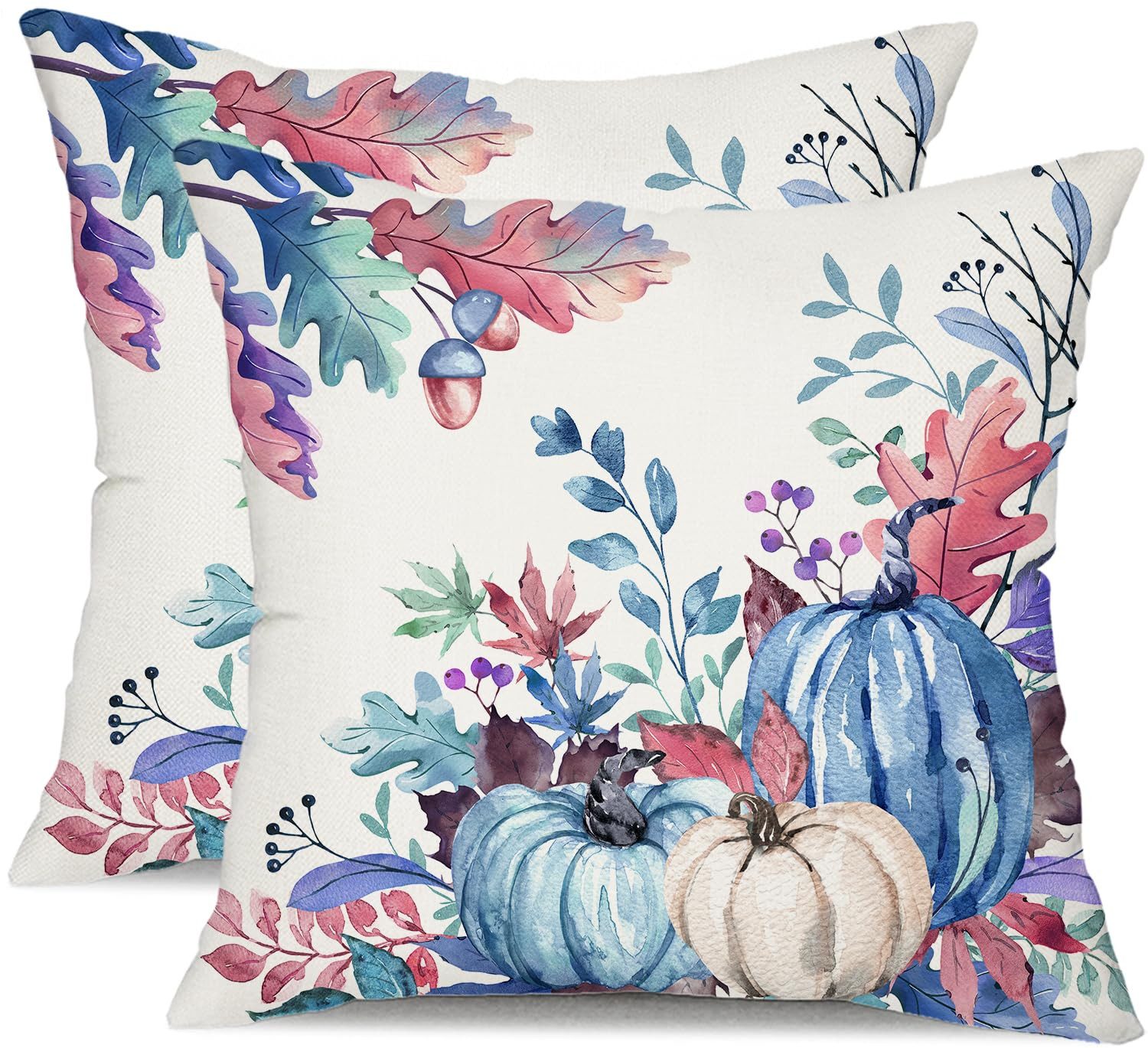 CLTYQ Kissenbezug Herbst-Kissenbezüge,grüne Aquarell-Kürbis-Abgefallene Blä günstig online kaufen