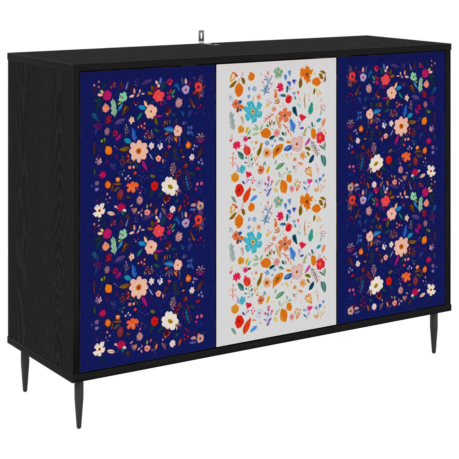 vidaXL Sideboard Sideboard MAINZ Schwarz Eichen-Optik 102 x 33 x 76 cm (1 St)
