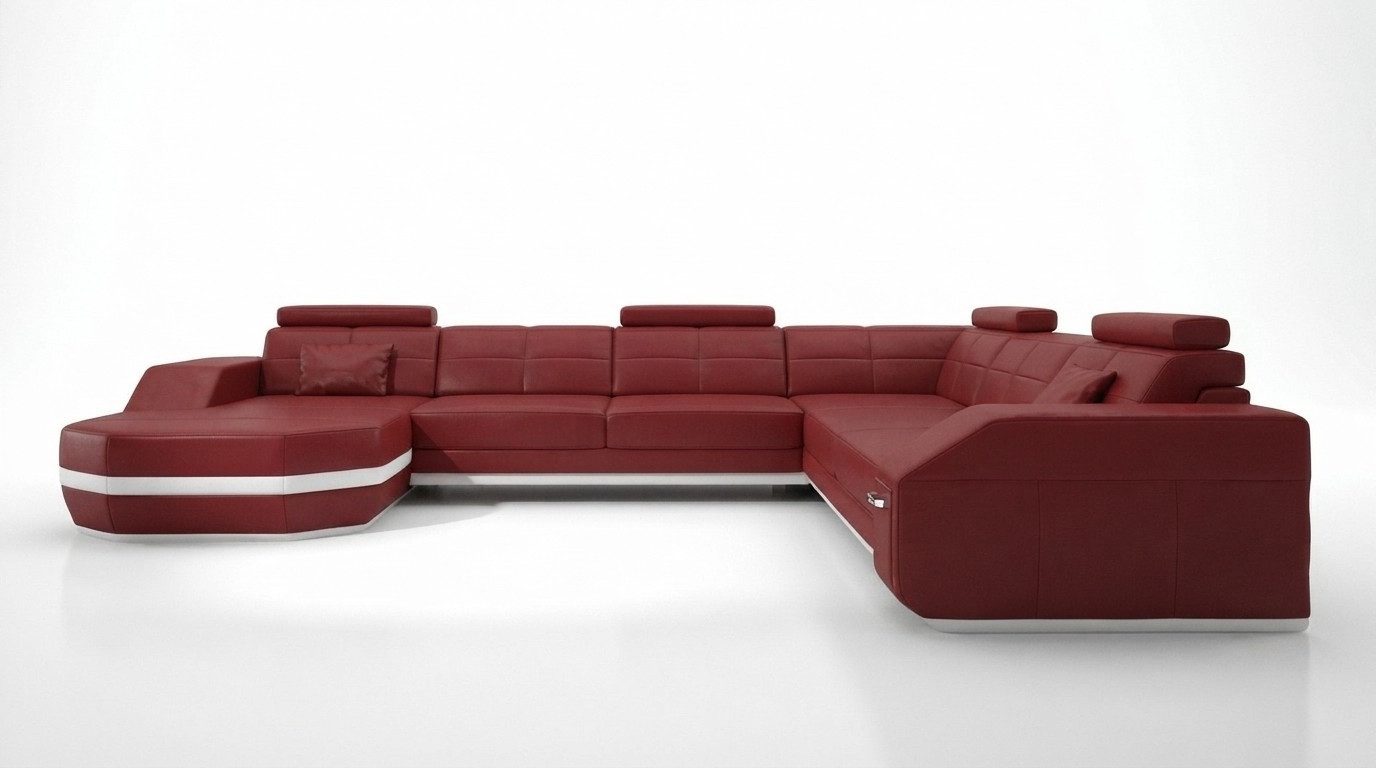 Xlmoebel Wohnlandschaft Elegantes U-Form Ledersofa in hochwertiger Optik, Ecksofa, Hergestellt in Europa