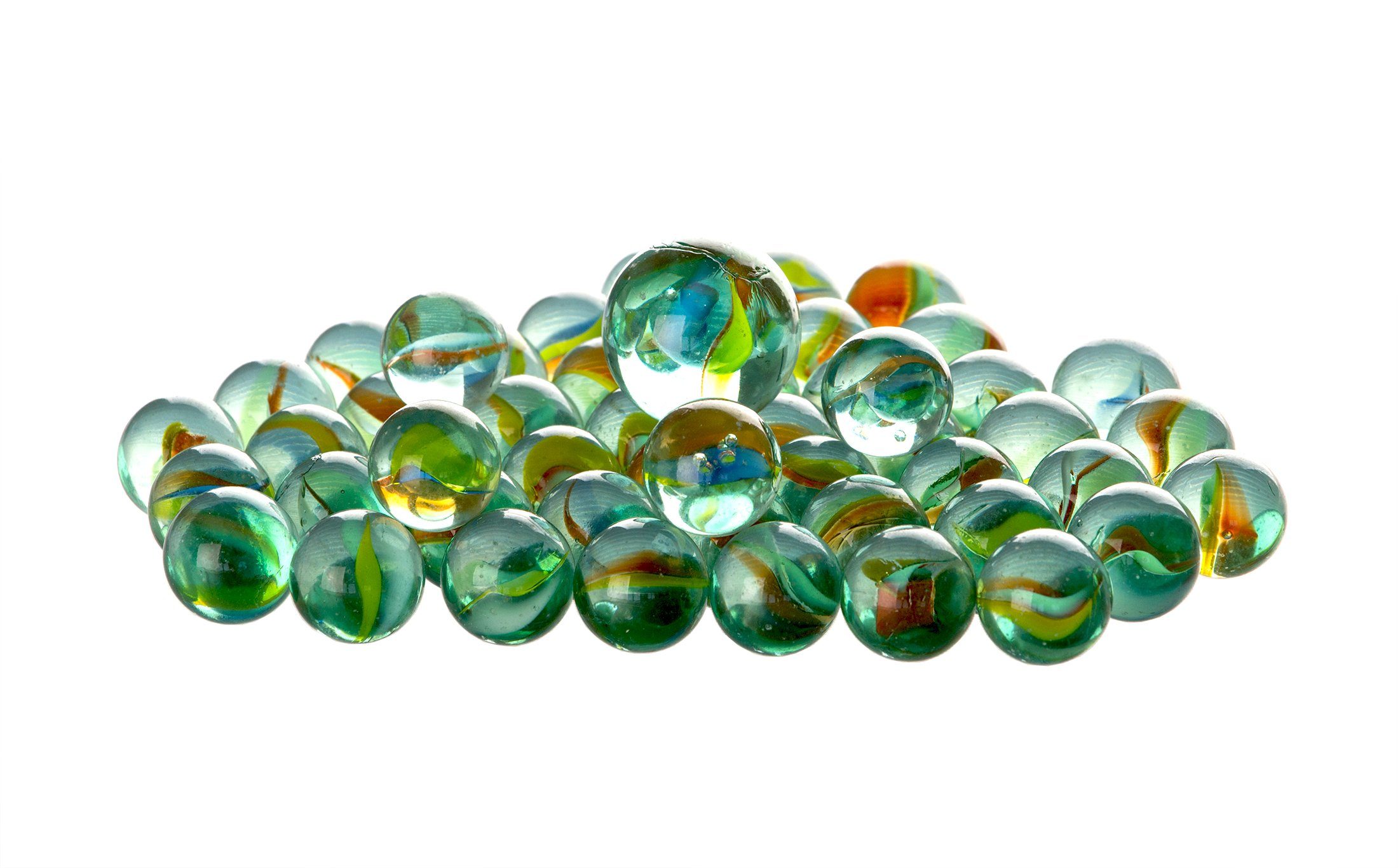 BigDean 50 kleine Murmeln + 1 Große Murmel im Säckchen 15 & 25 mm Spielbausteine, (51 St)