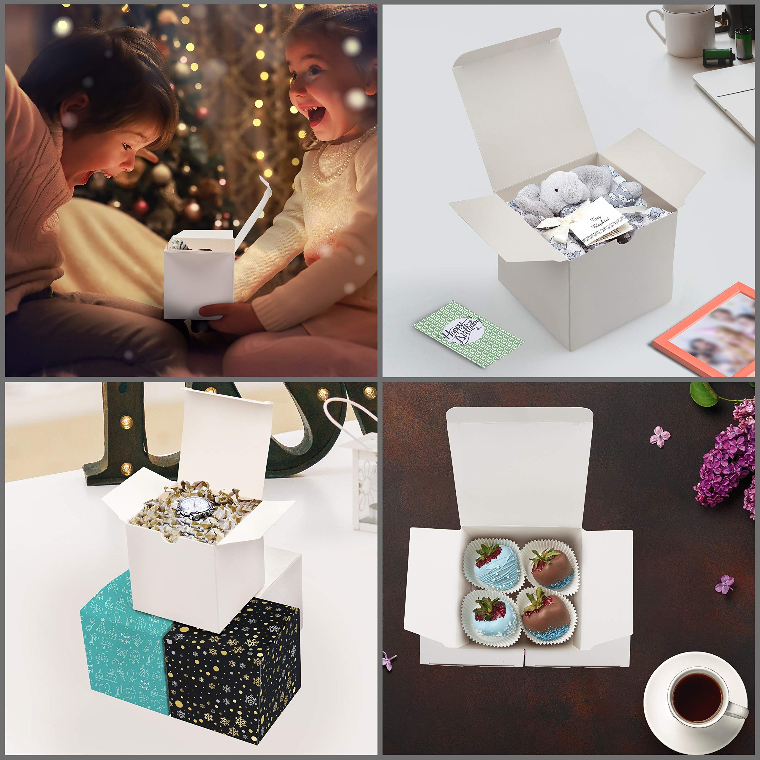 Bundviel Aufbewahrungsbox Karton Geschenkboxen Weiß (24 Stk) - Schachteln 7x7x7cm – Bild 5 von 5