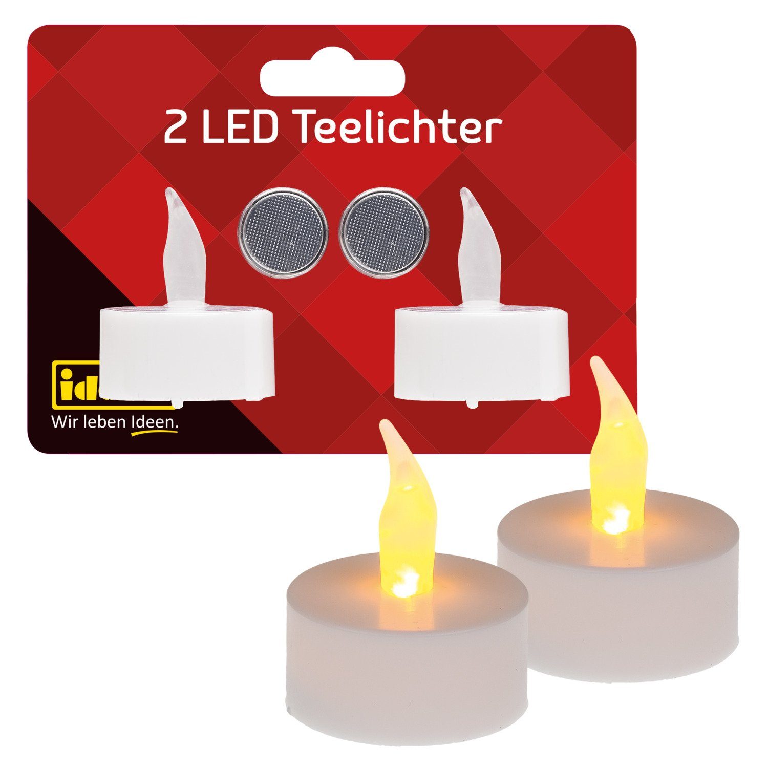 LED-Kerze Idena 408982 - LED Teelichter, 2 Stück in Warmweiß, elektrische Kerzen
