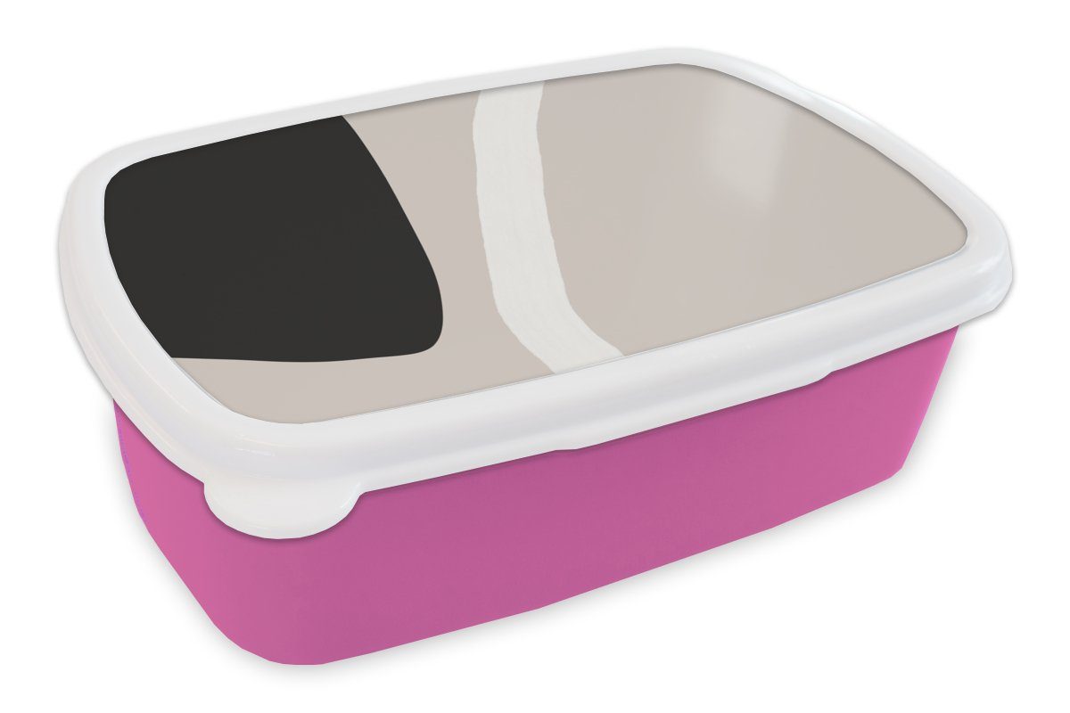 MuchoWow Lunchbox Pastell - Minimalismus - Formen, Kunststoff, (2-tlg), Brotbox für Erwachsene, Brotdose Kinder, Snackbox, Mädchen, Kunststoff rosa