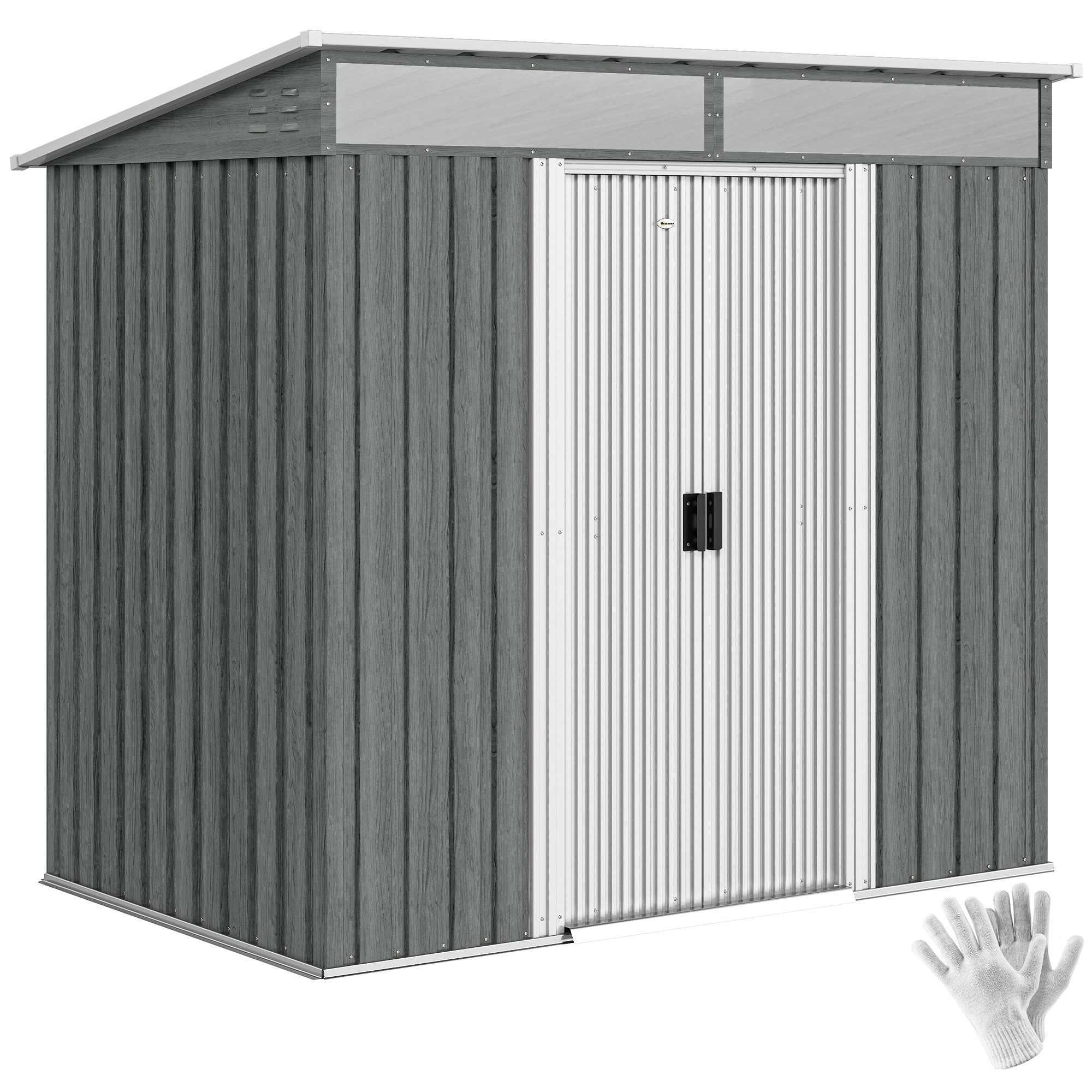 MC Star Gartenhaus Gartenhaus mit Schiebetüren und Stahlboden, (195 x 122 x 181,5 cm, Hellgrau)