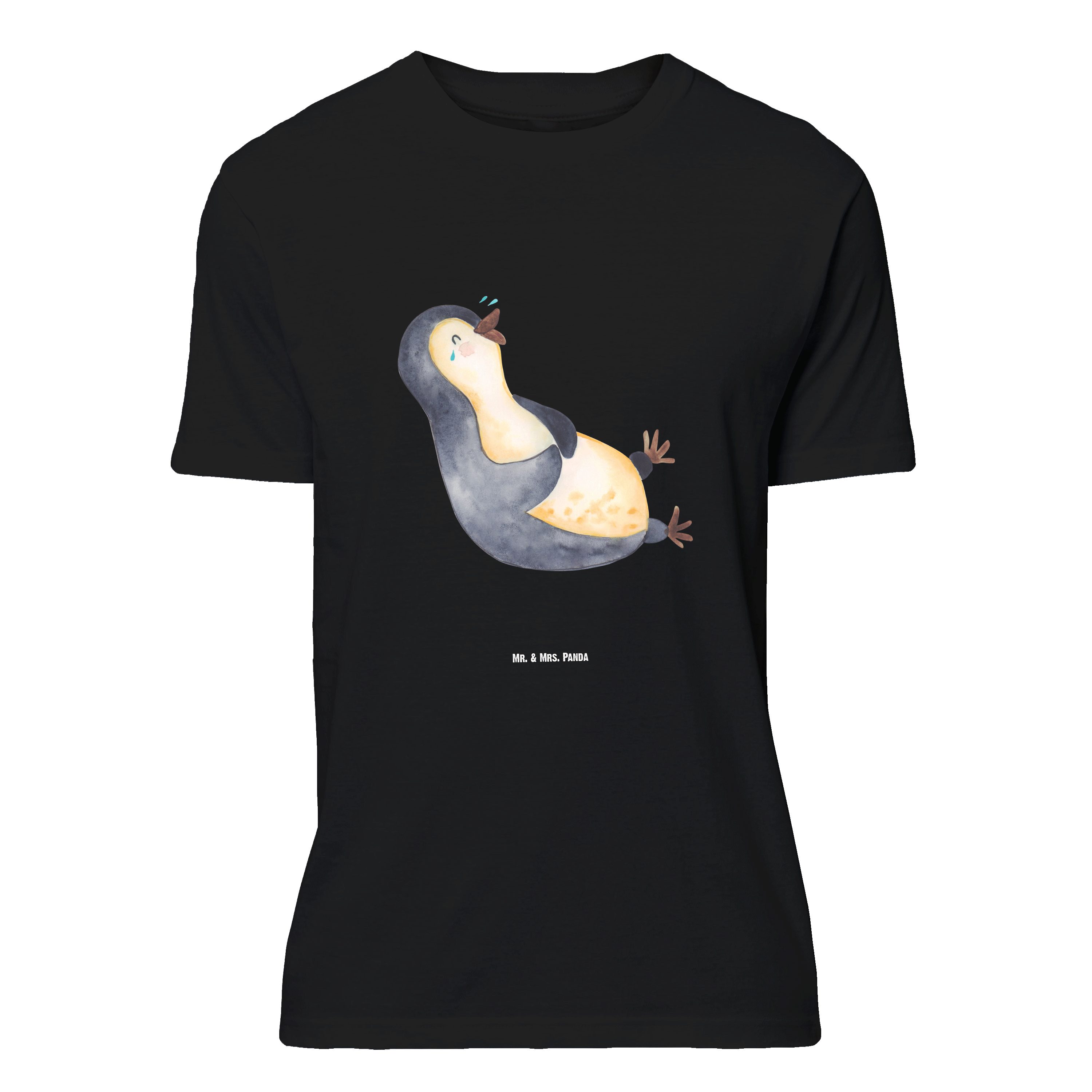 Mr. & Mrs. Panda T-Shirt Pinguin Lachen, T-Shirt, Schwarz, Lustiger Spruch, Oversize Shirt, Fu (Packung) Freude Lustiges T-Shirt Oversize T-Shirt