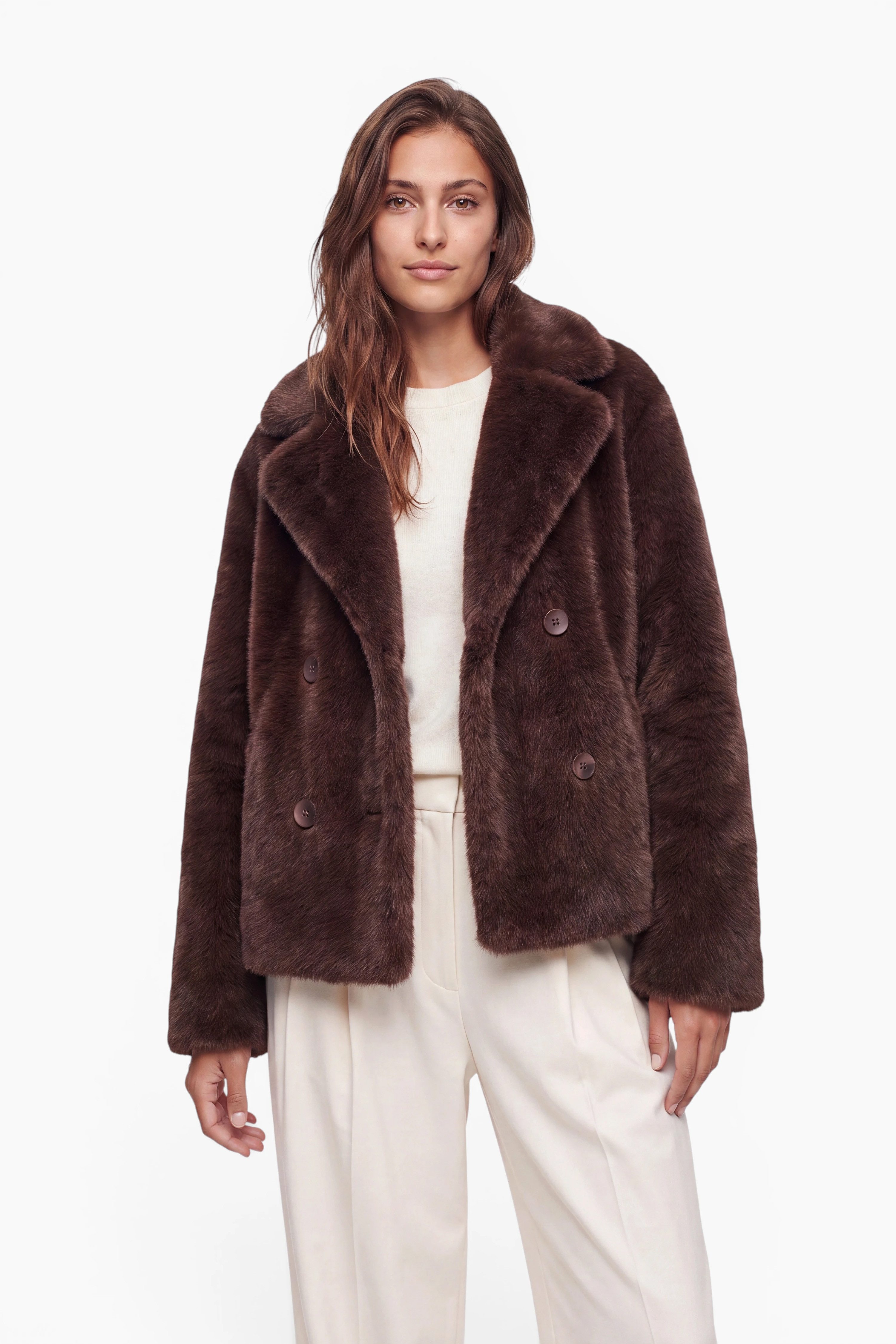 FUNK since 1776 Fellimitatjacke zum Wenden Webpelz/Lederimitat - mit Reverskragen - 2 Looks in einem